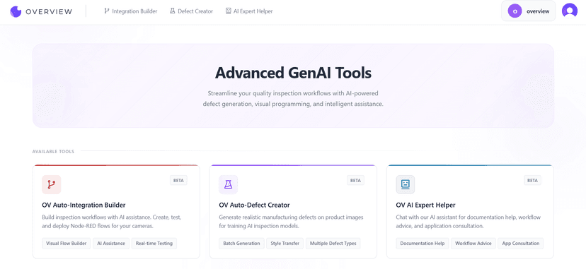 Overview Advanced GenAI Tools Platform: The Future of Visual Inspection | Overview AI