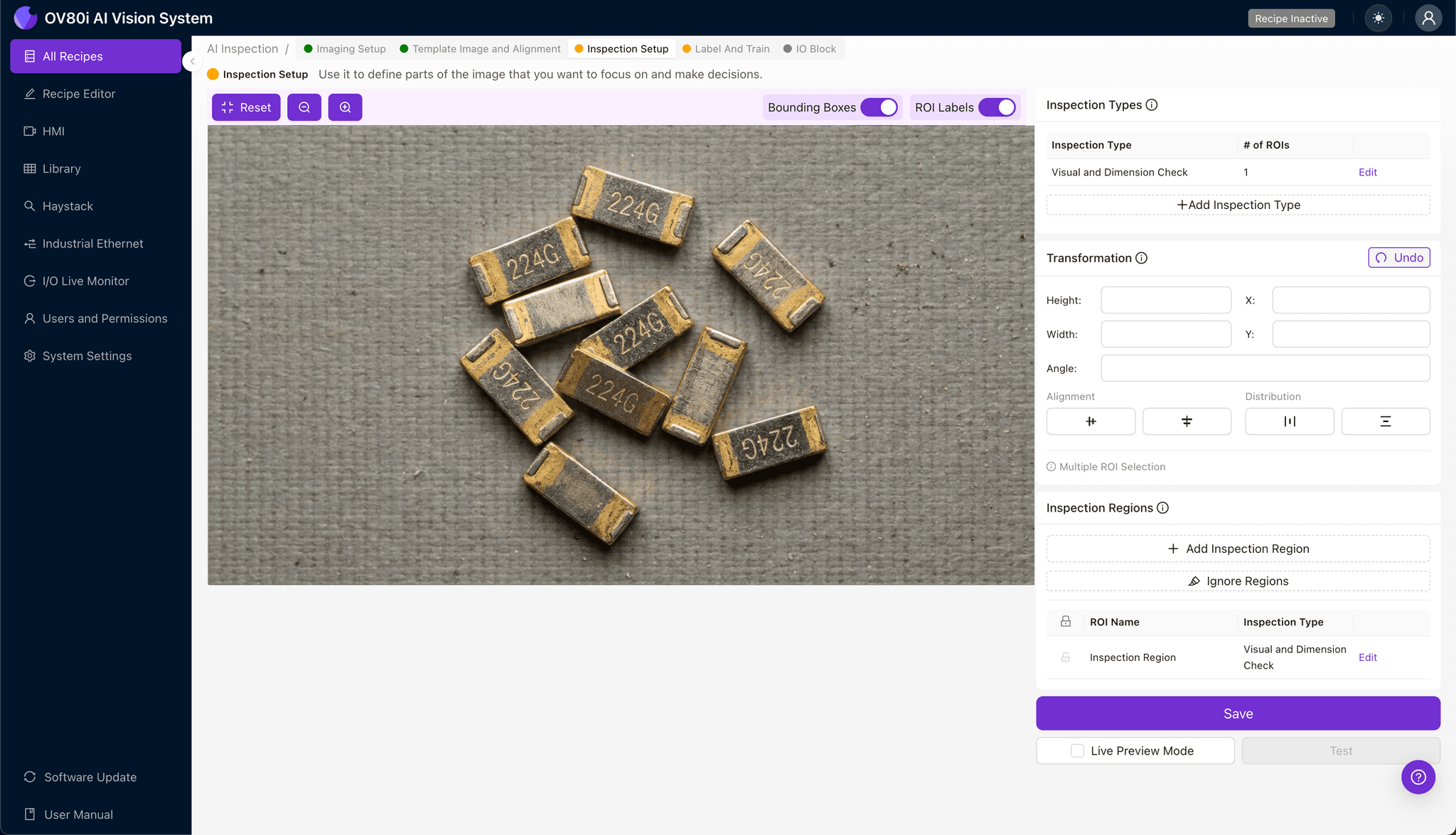 Labeling interface showing good and bad 224G contact examples for plating defect training