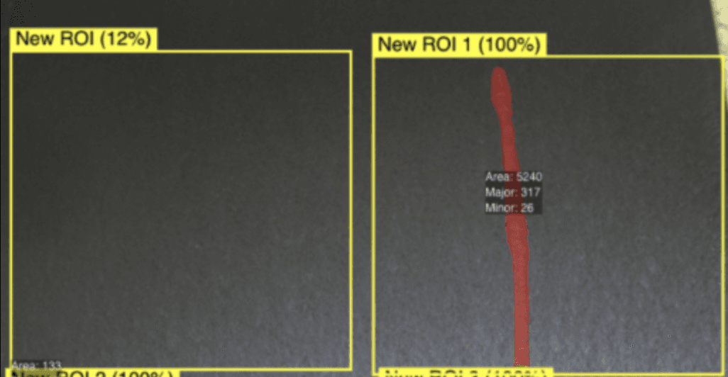 Steel strip surface inspection showing defect detection