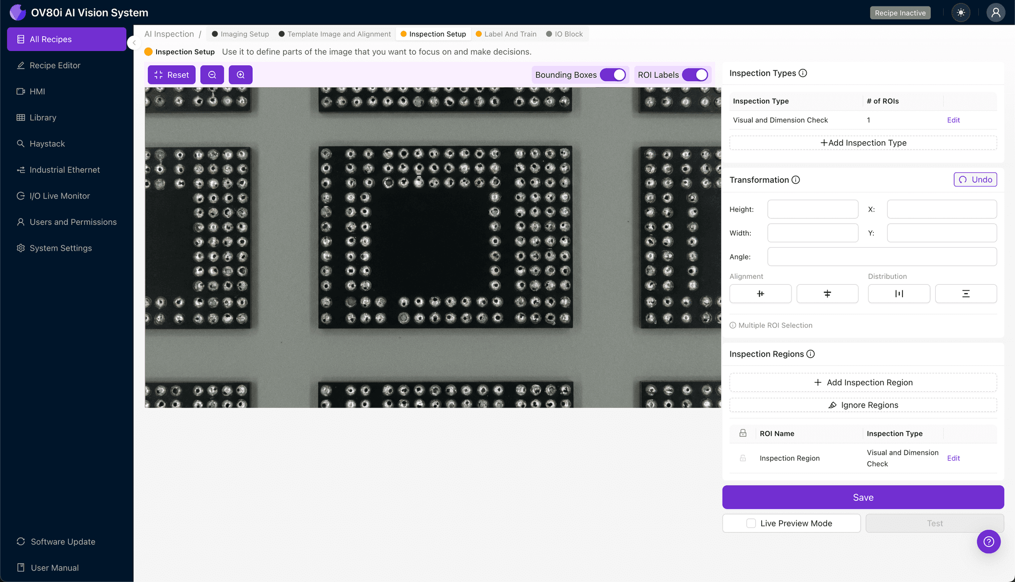 Data labeling interface showing good and bad BGA void classifications