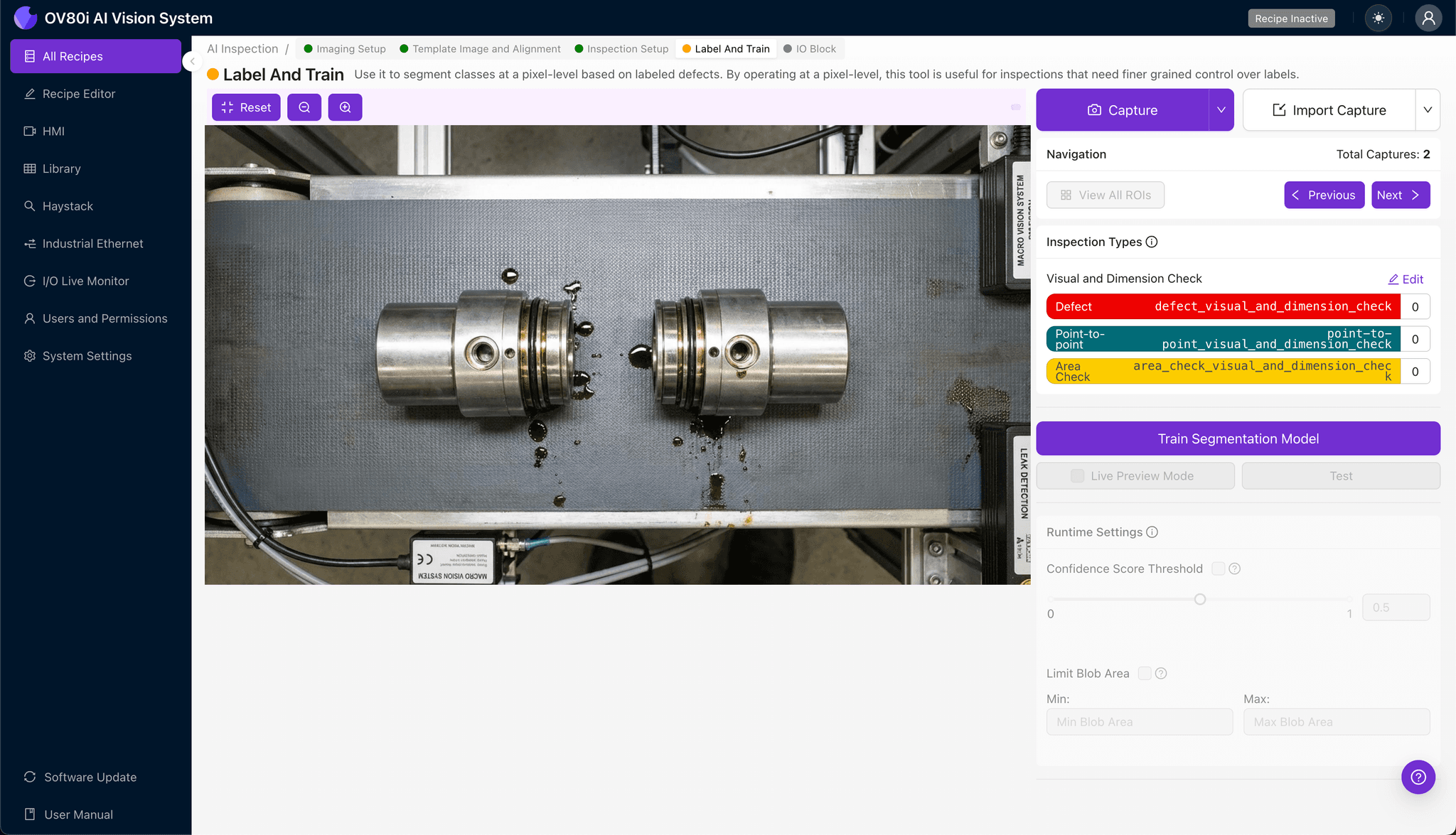 Pass/fail rule configuration for valve seal defect detection