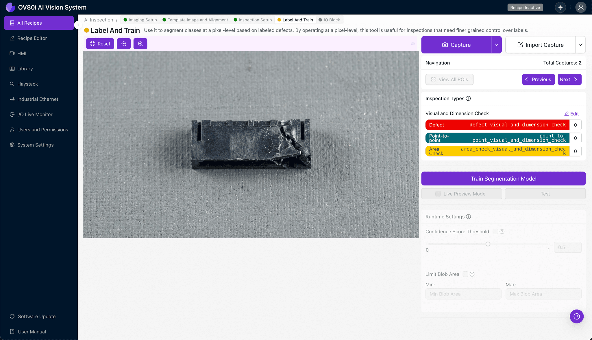 Rules configuration for automated pass/fail decisions on BTB connectors