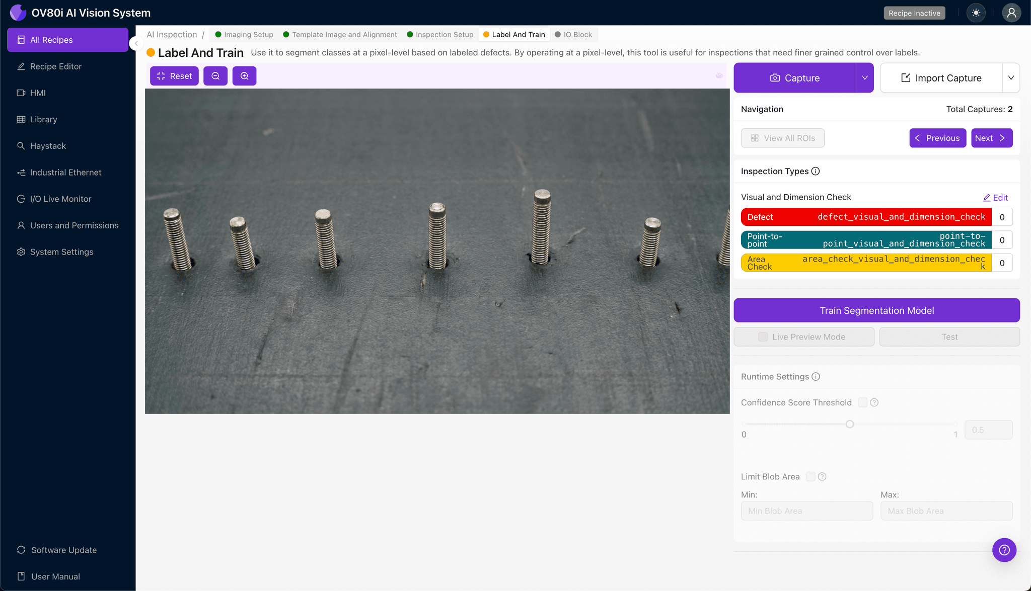 Pass/fail rule configuration for compliant pin seating inspection