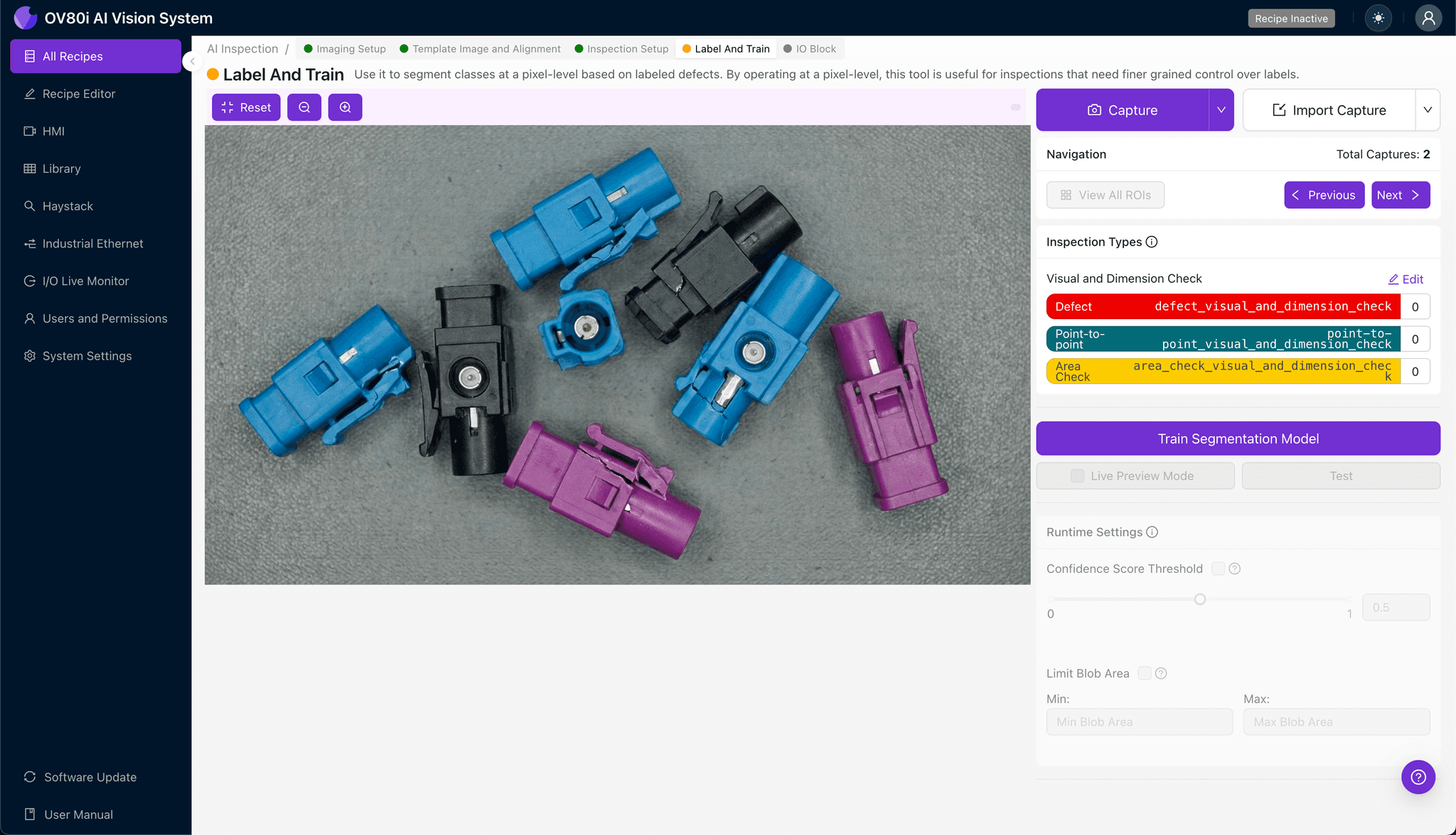Pass/fail rule configuration for FAKRA connector inspection