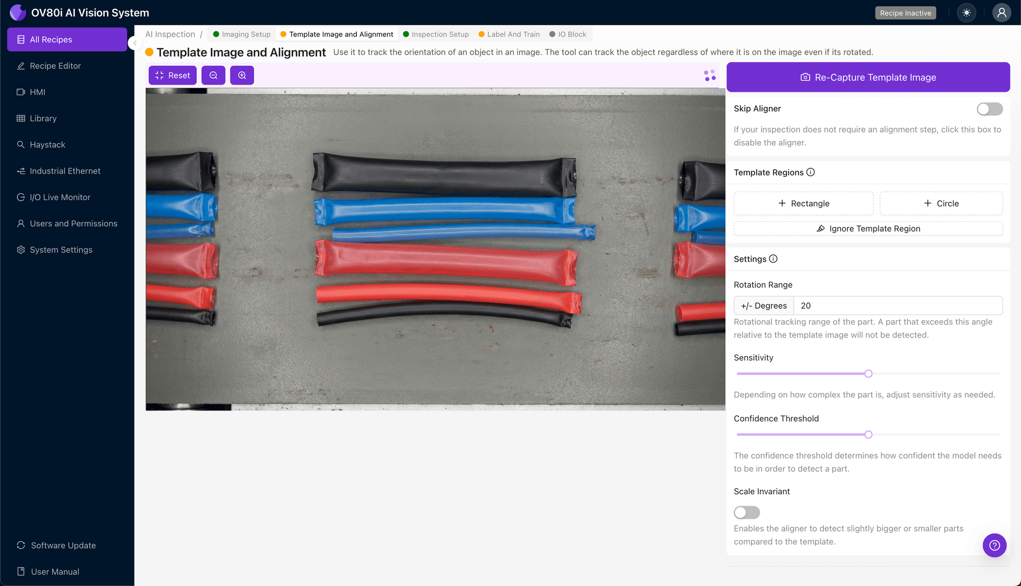 Template alignment configuration for heat-shrink tubing