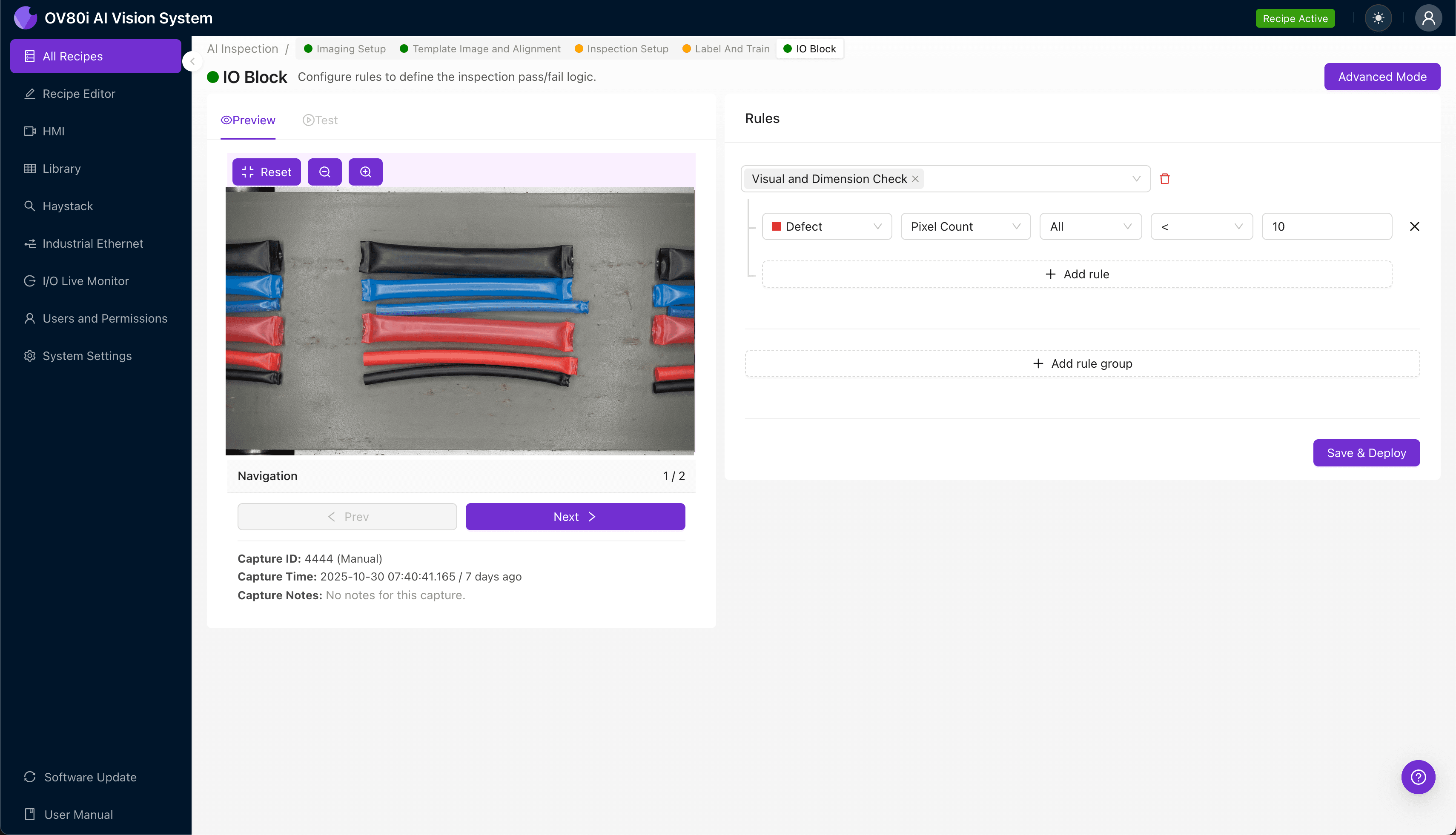 AI-powered inspection system detecting incomplete heat-shrink tubing recovery