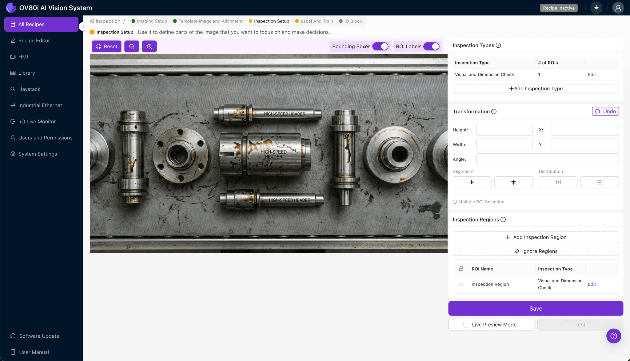 Data labeling interface showing good and bad header examples with coolant defects