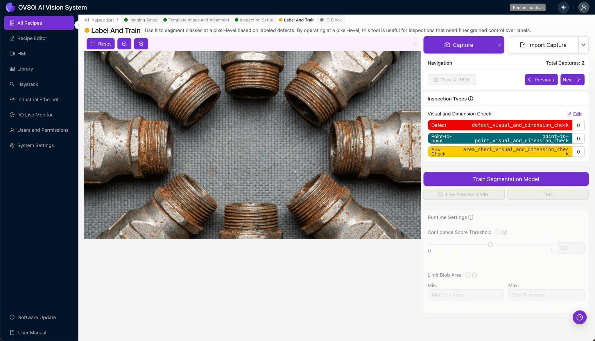 Configuring pass/fail rules for backshell corrosion inspection