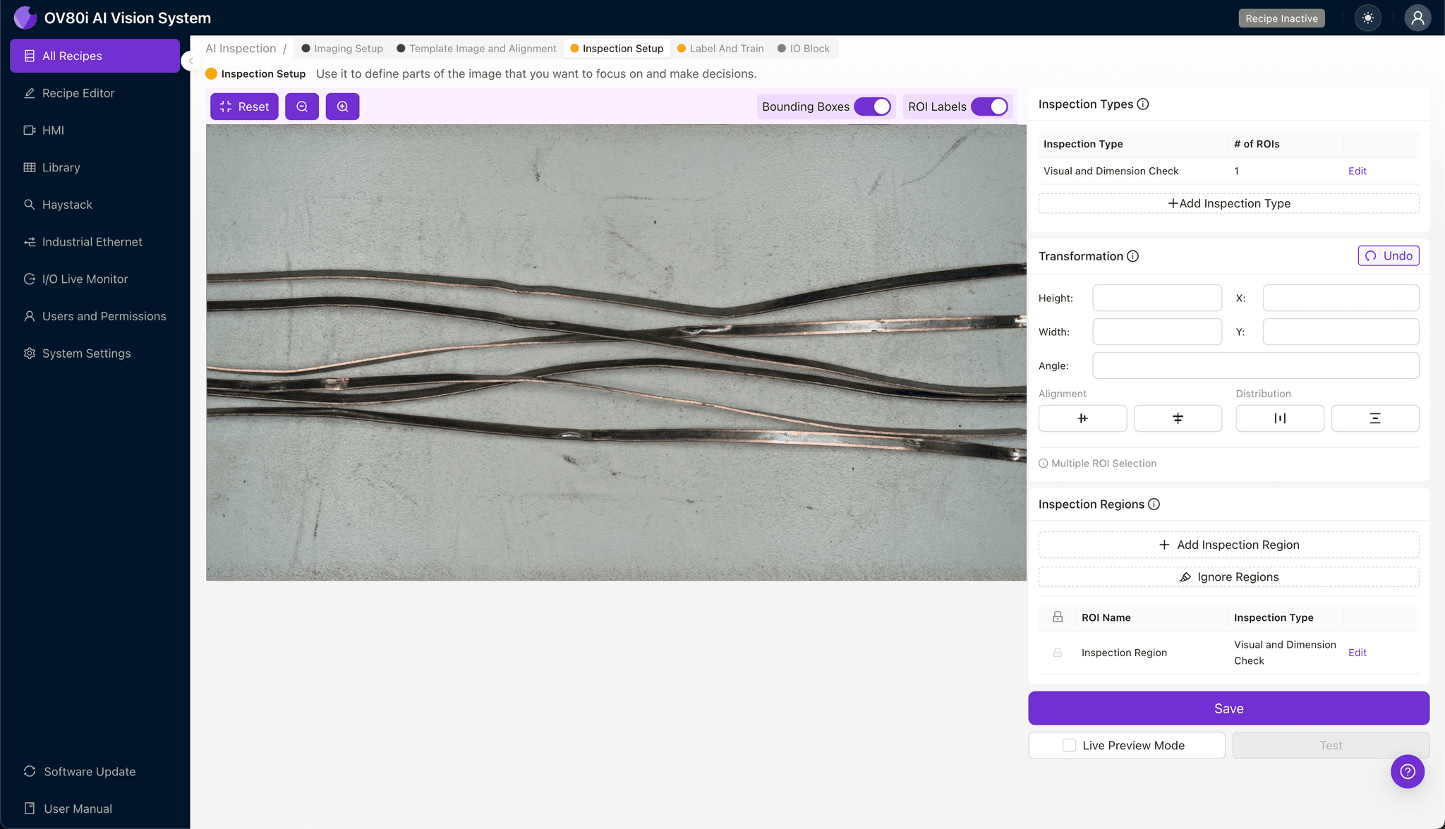 用于训练AI识别引线框架弯曲缺陷的数据标记界面
