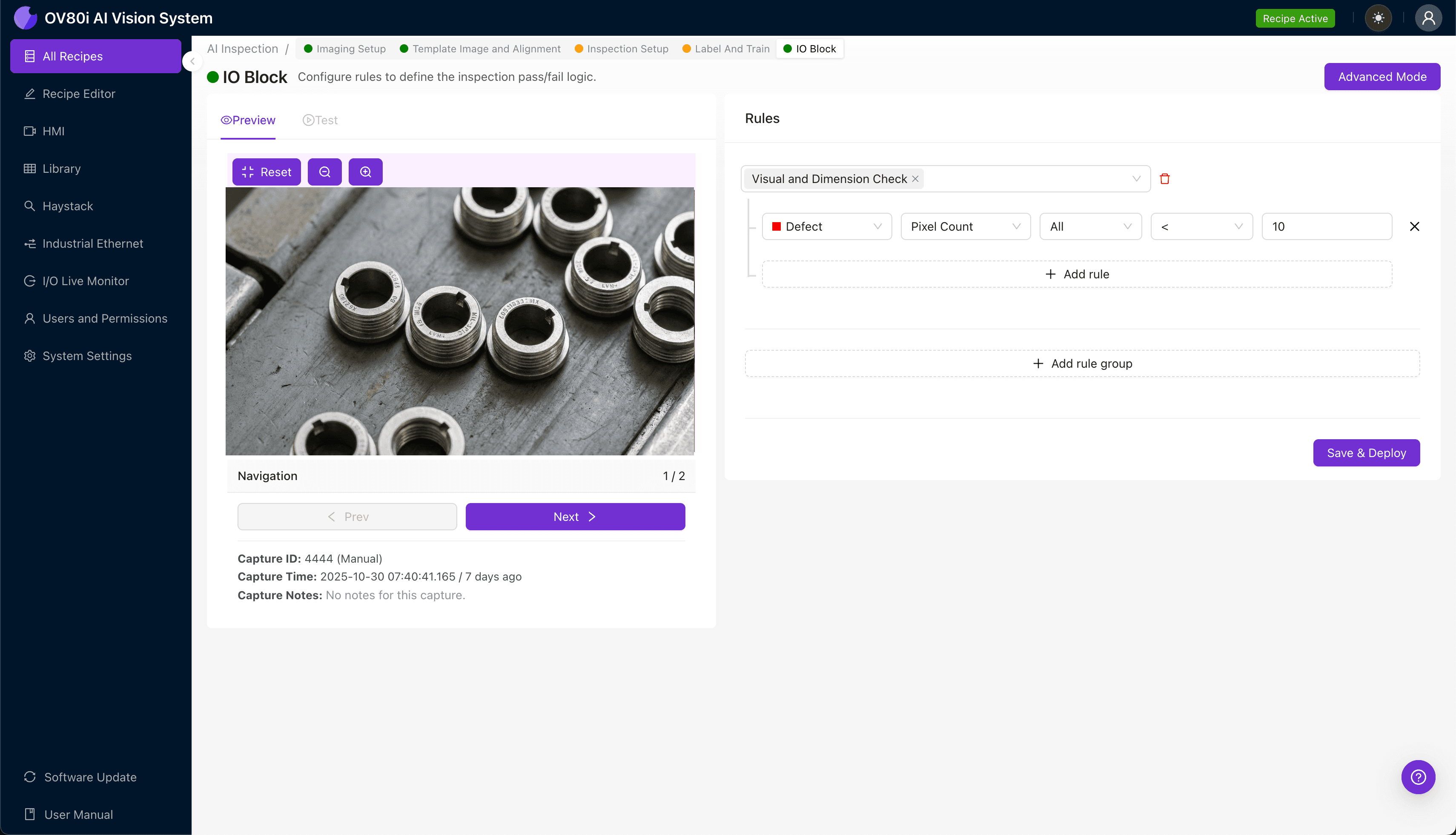 AI-powered inspection system analyzing keying alignment on mil-spec circular connector insert