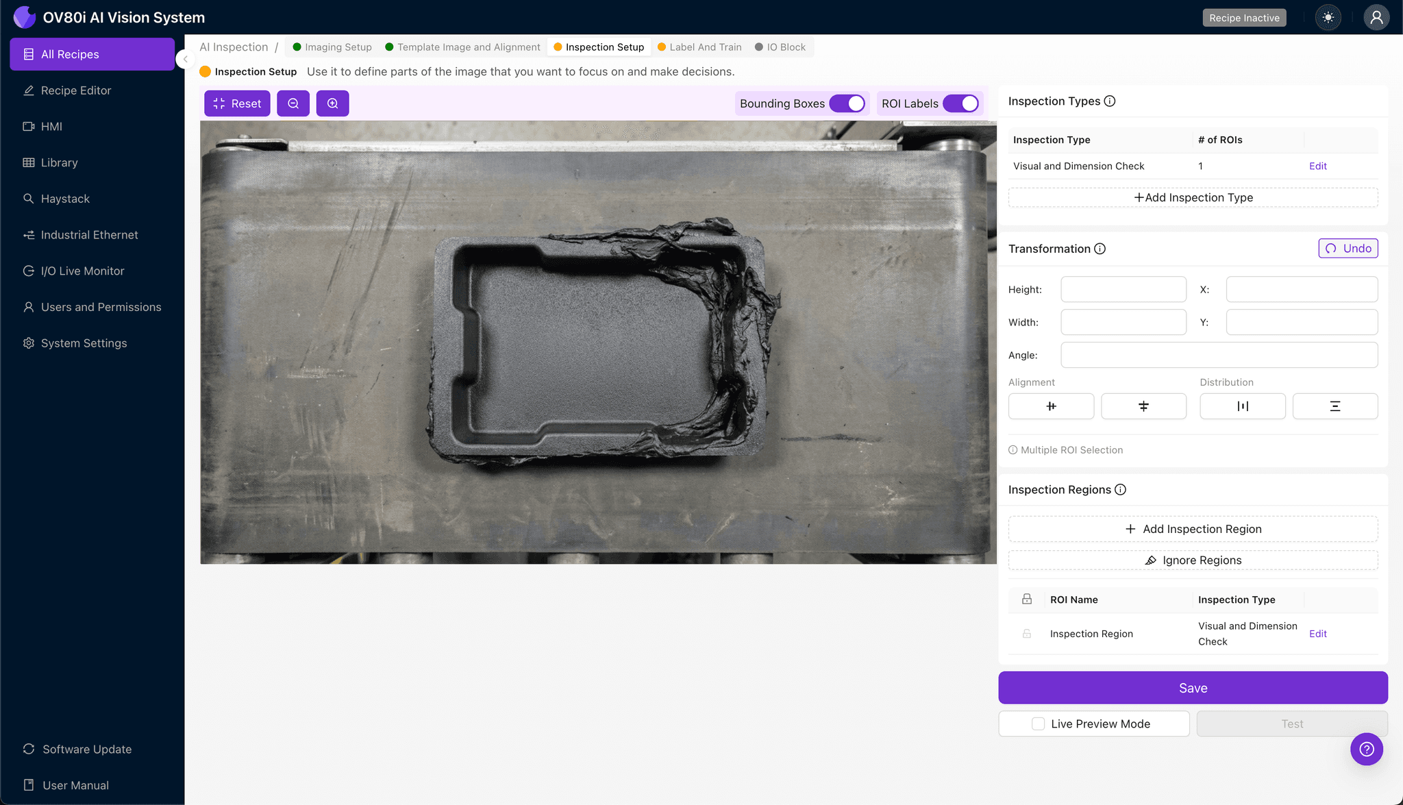 用于训练AI识别过度填充嵌件缺陷的标记界面