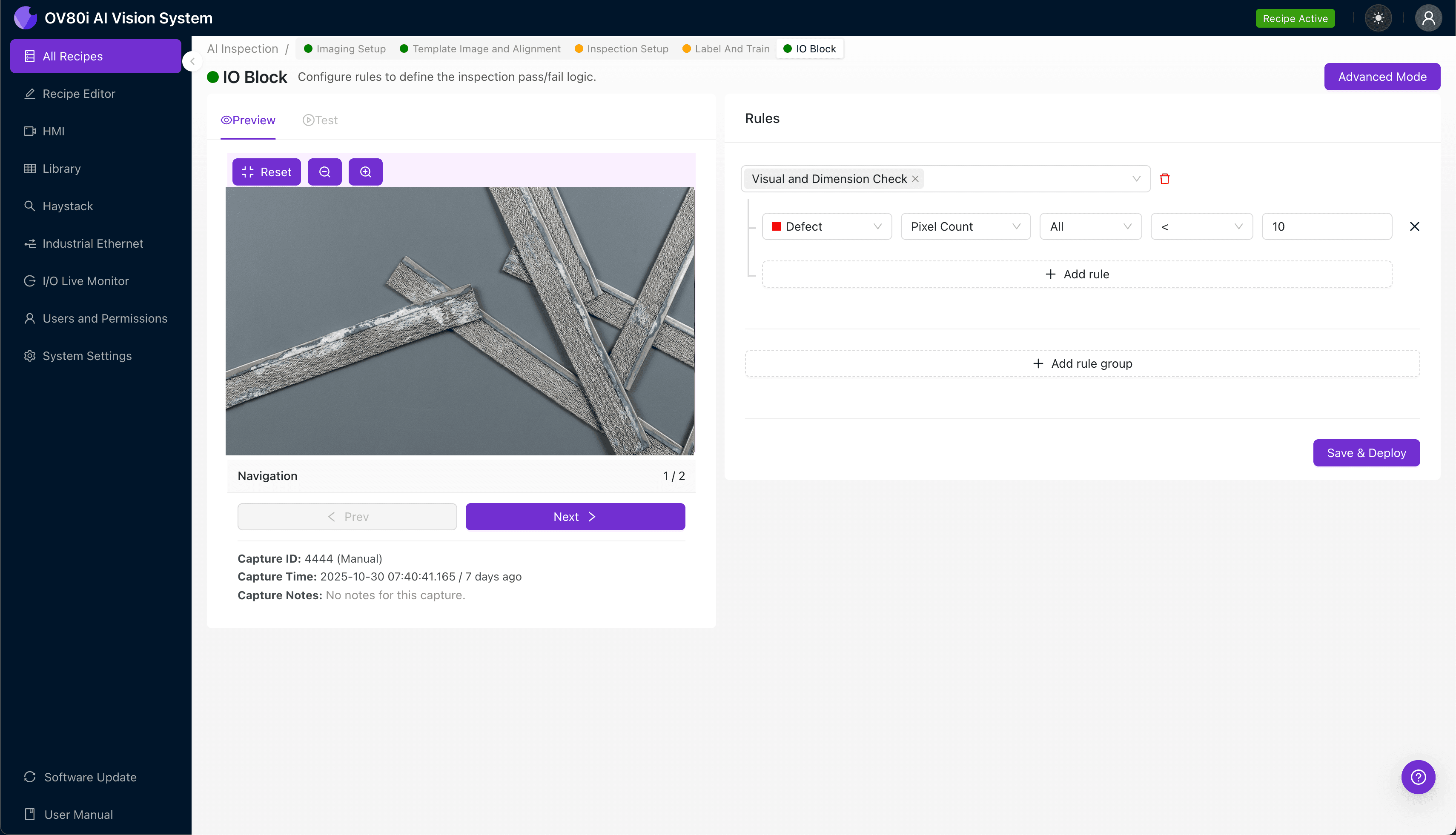 AI-powered inspection system detecting galvanic corrosion on RF shielding gasket