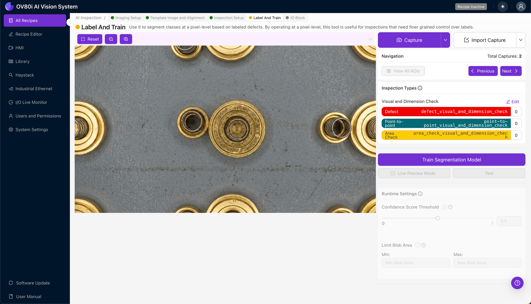 Configuring pass/fail rules for automated SMPM adapter spring fatigue inspection