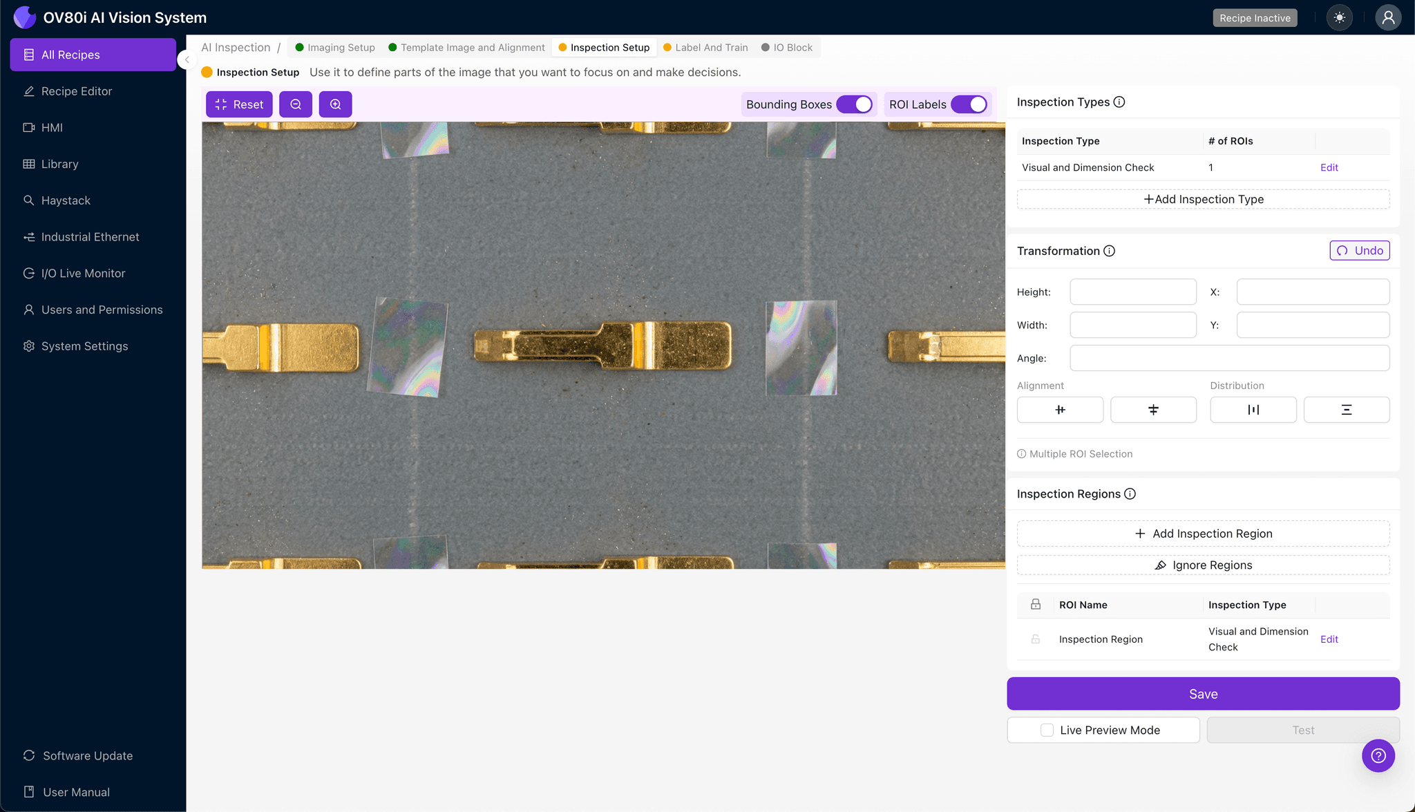 Labeling interface showing good and bad space-grade contact samples for AI training