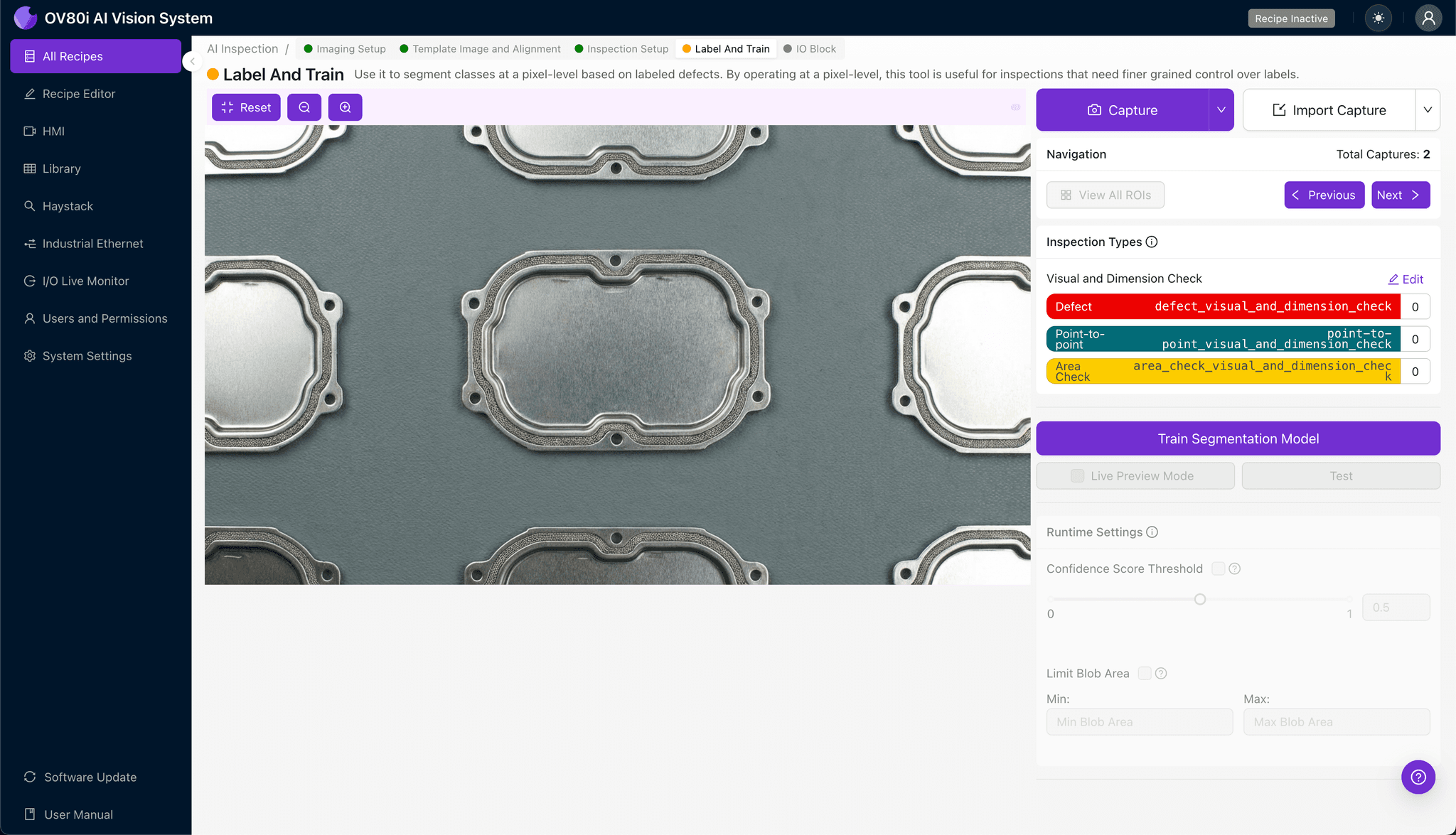 Configuración de reglas de pasa/falla para inspección de escudo estampado