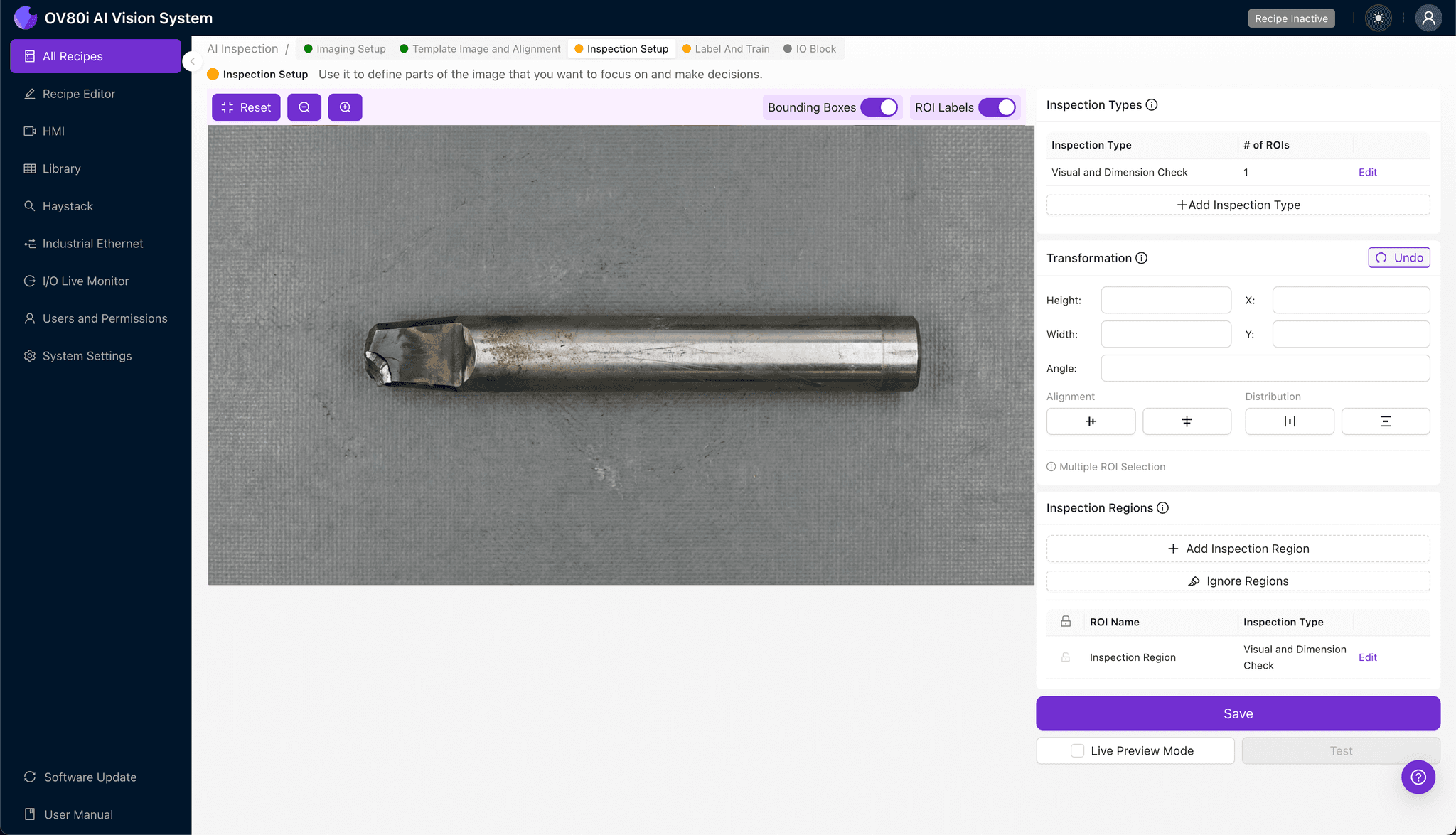 Data labeling interface showing good and bad carbide tip examples