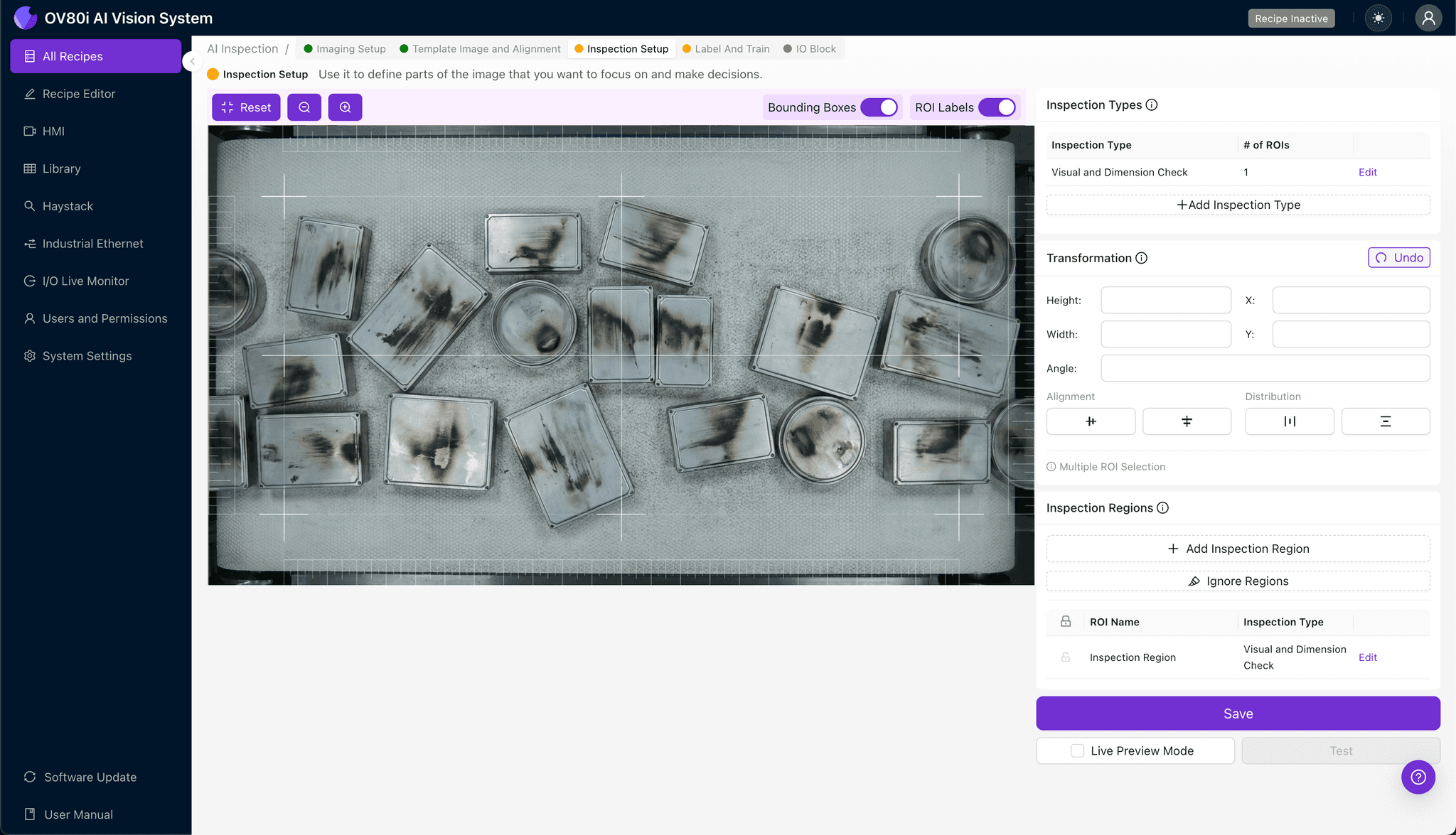 显示柴油效应缺陷良品和不良品示例的数据标记界面
