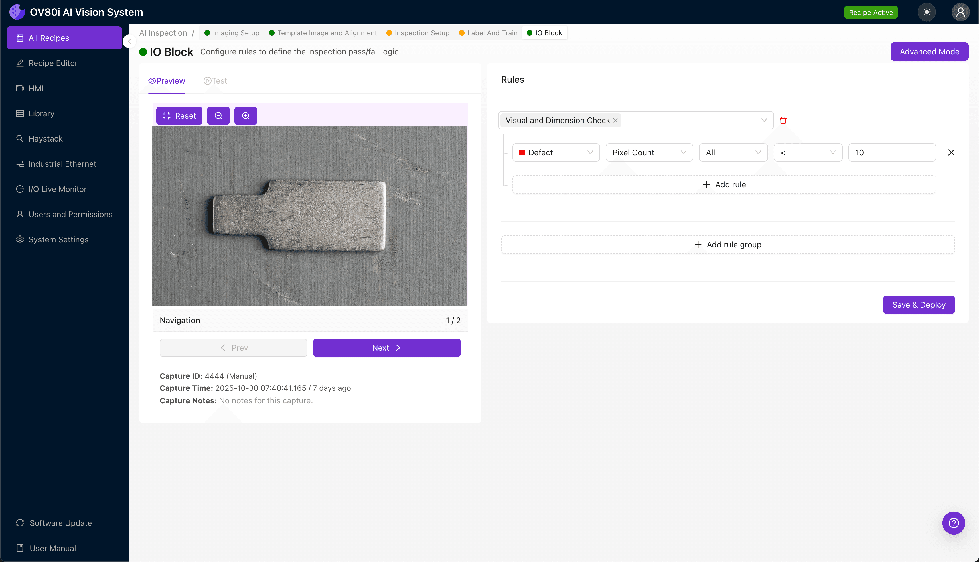 AI-powered inspection system detecting dull finish defects on tin-plated tails