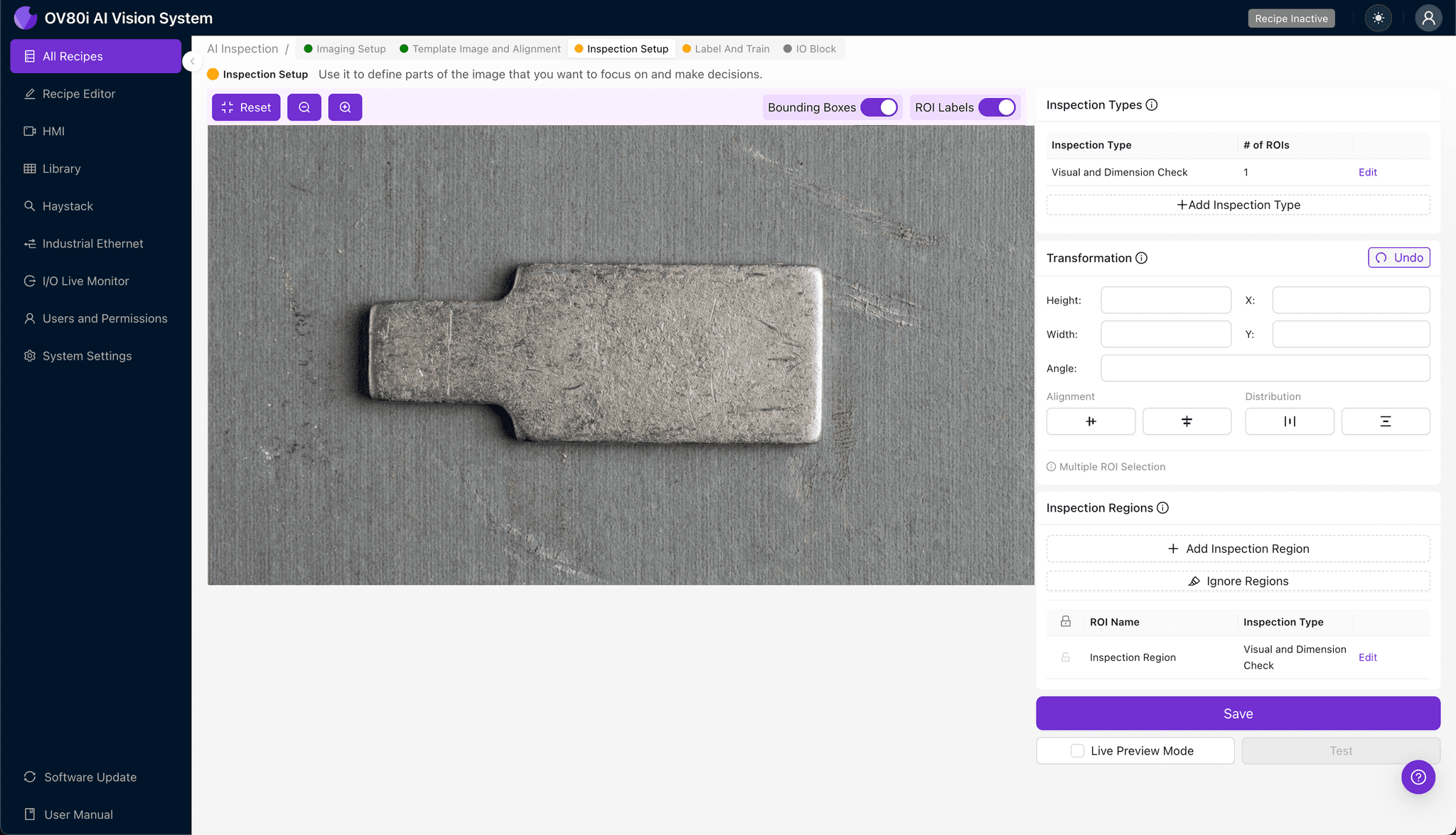 Data labeling interface for training dull finish detection model