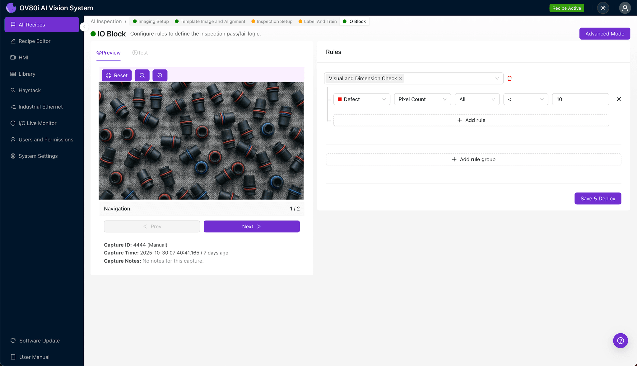 Defining inspection regions around O-ring groove area