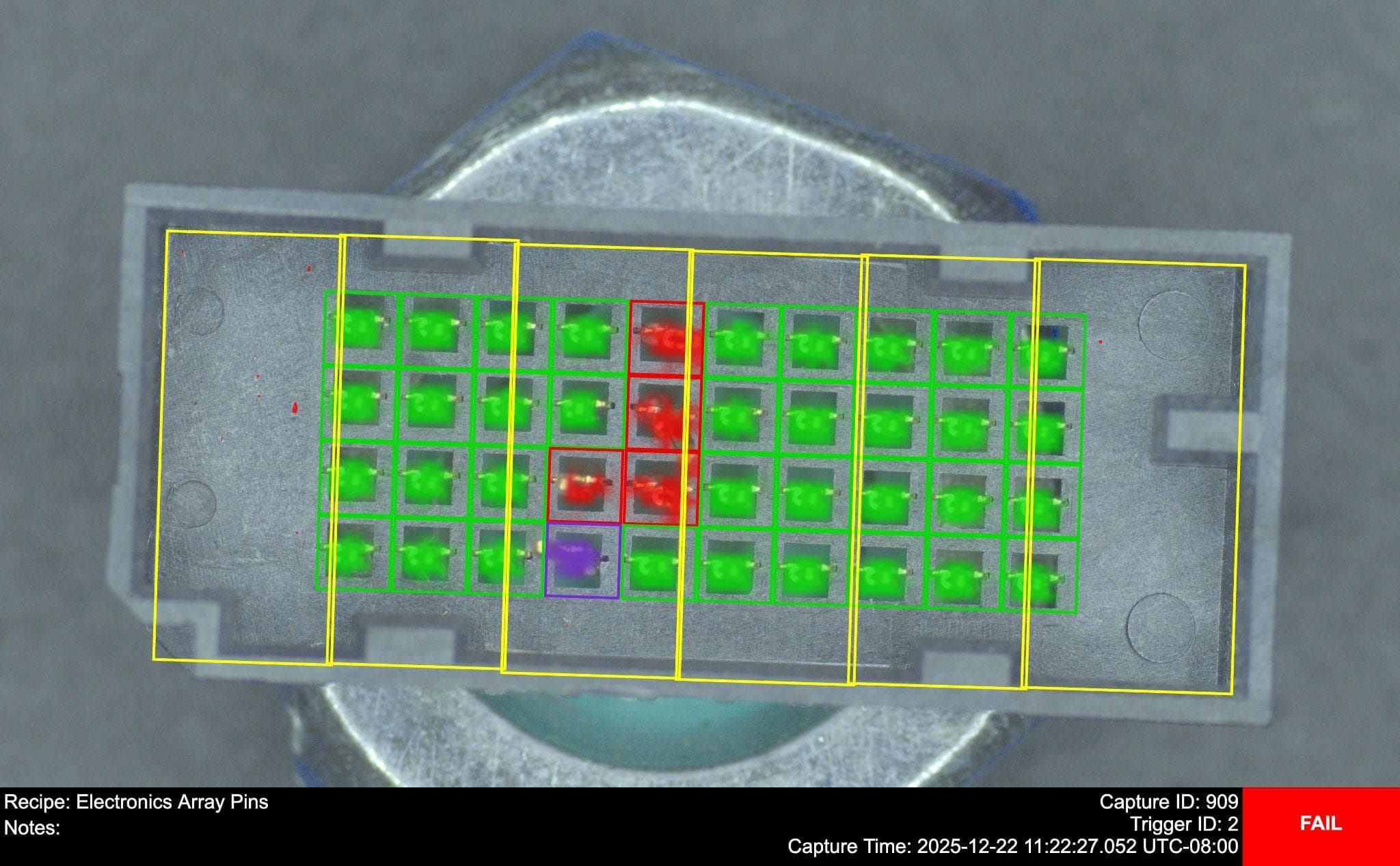 Electronics High Speed Array Connector Pin Defects and Dust Detection - Electronics case study