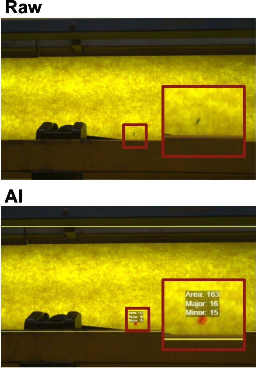 Moving Fabric Contaminant and Defect Detection — ví dụ kiểm tra lỗi ngành Materials