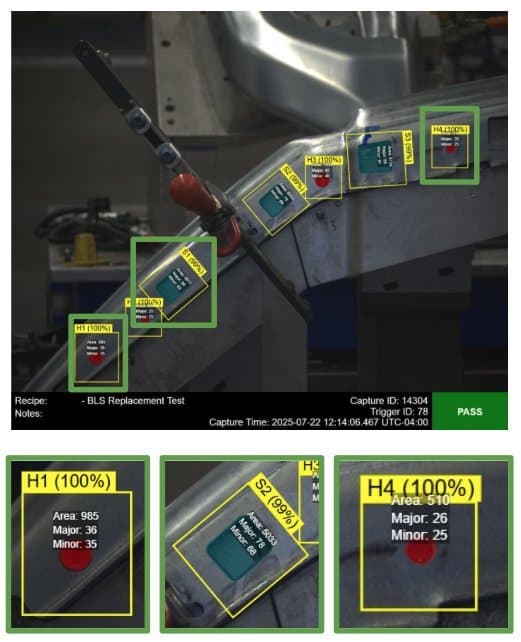 Multi-Hole Lever Inspection — ví dụ kiểm tra lỗi ngành Precision Parts