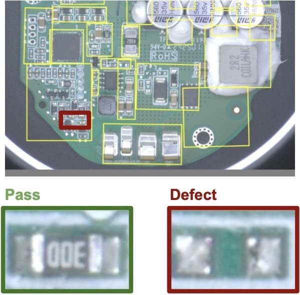 Part presence on PCBA for EVs — ví dụ kiểm tra lỗi ngành Electronics