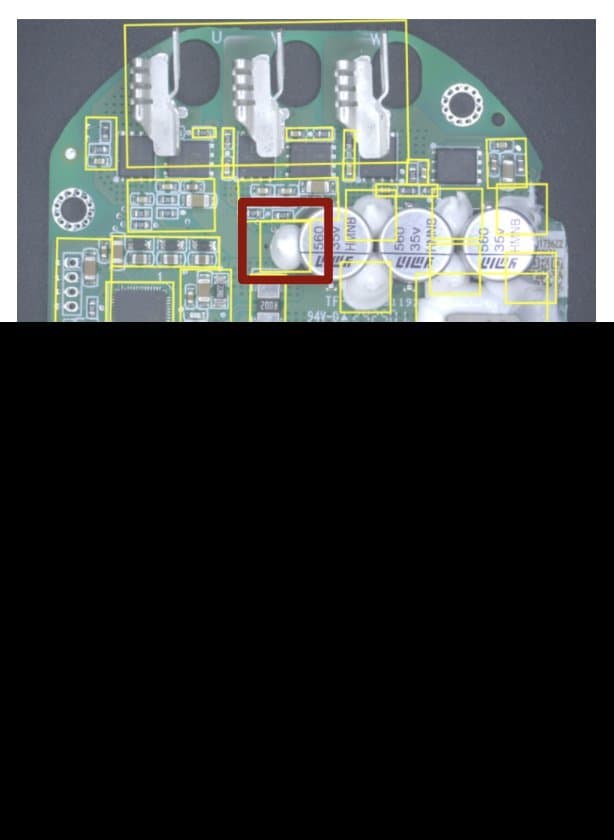 Potting Defect on PCBA for EVs — ví dụ kiểm tra lỗi ngành Electronics
