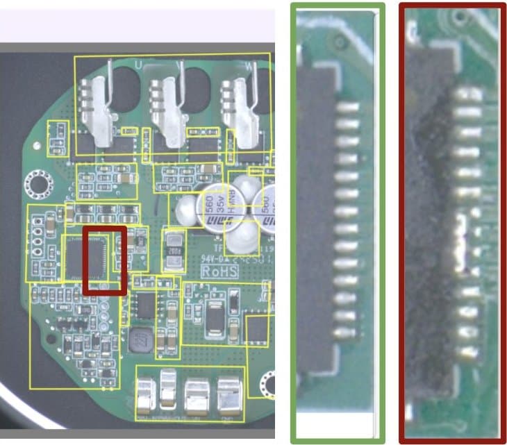 Soldering Defect on PCBA for EVs — ví dụ kiểm tra lỗi ngành Electronics