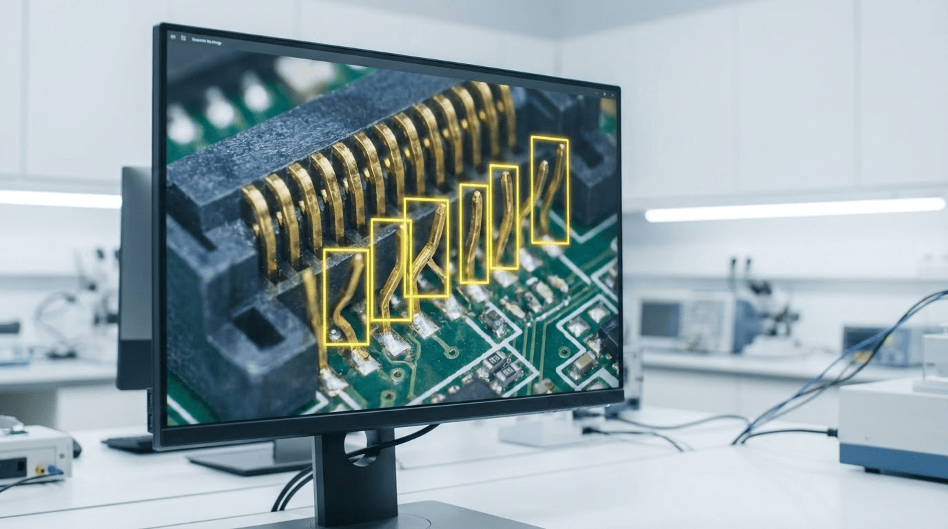 Bent pin inspection on electronic connectors