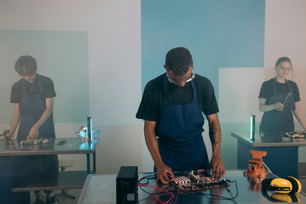 Close-up of connector housing inspection