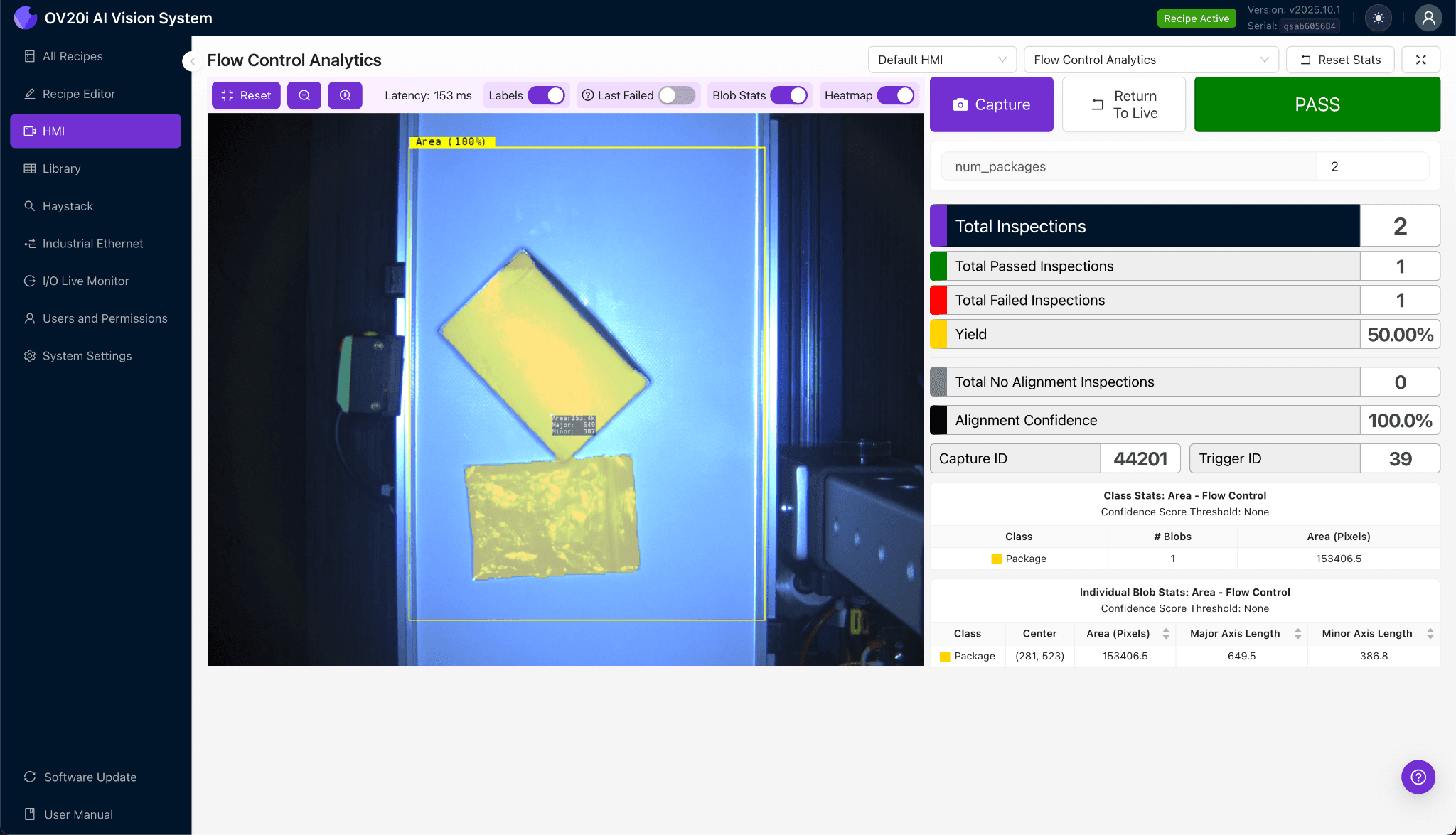 Package Damage Check — FAIL result with damage area quantification