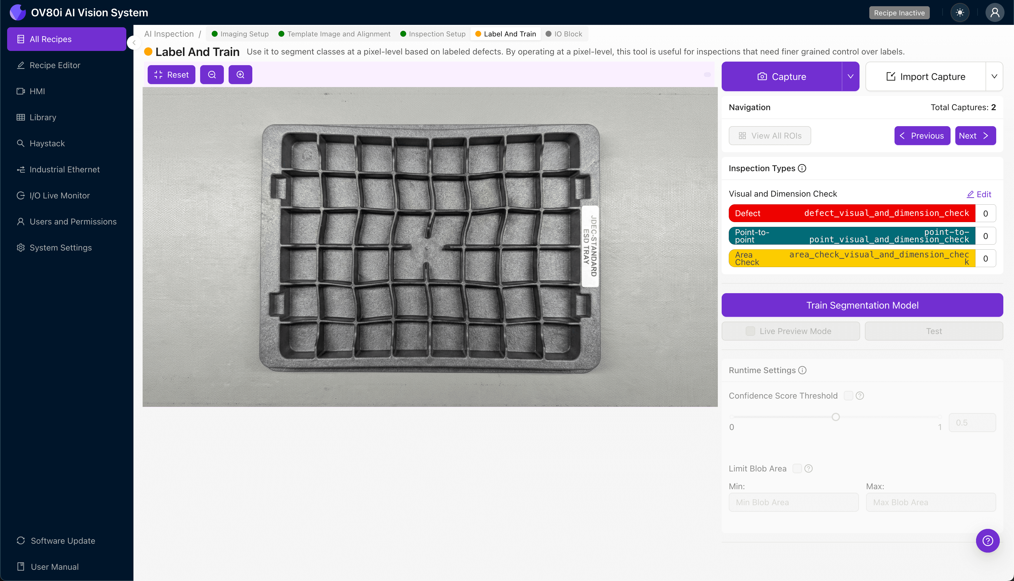 Pass/fail rule configuration for automated antistatic tray inspection