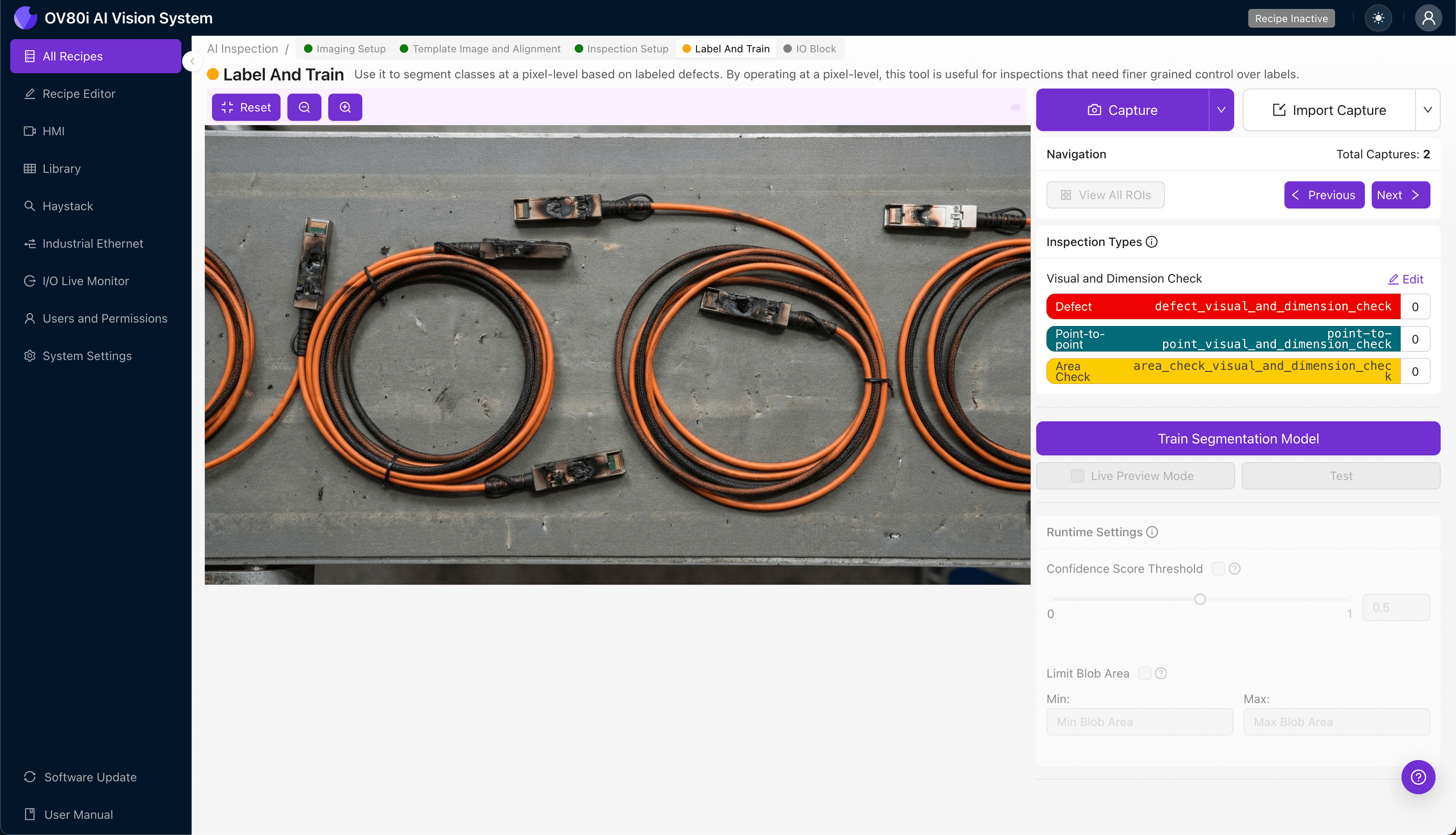 Configuring pass/fail rules for burnt VCSEL detection thresholds