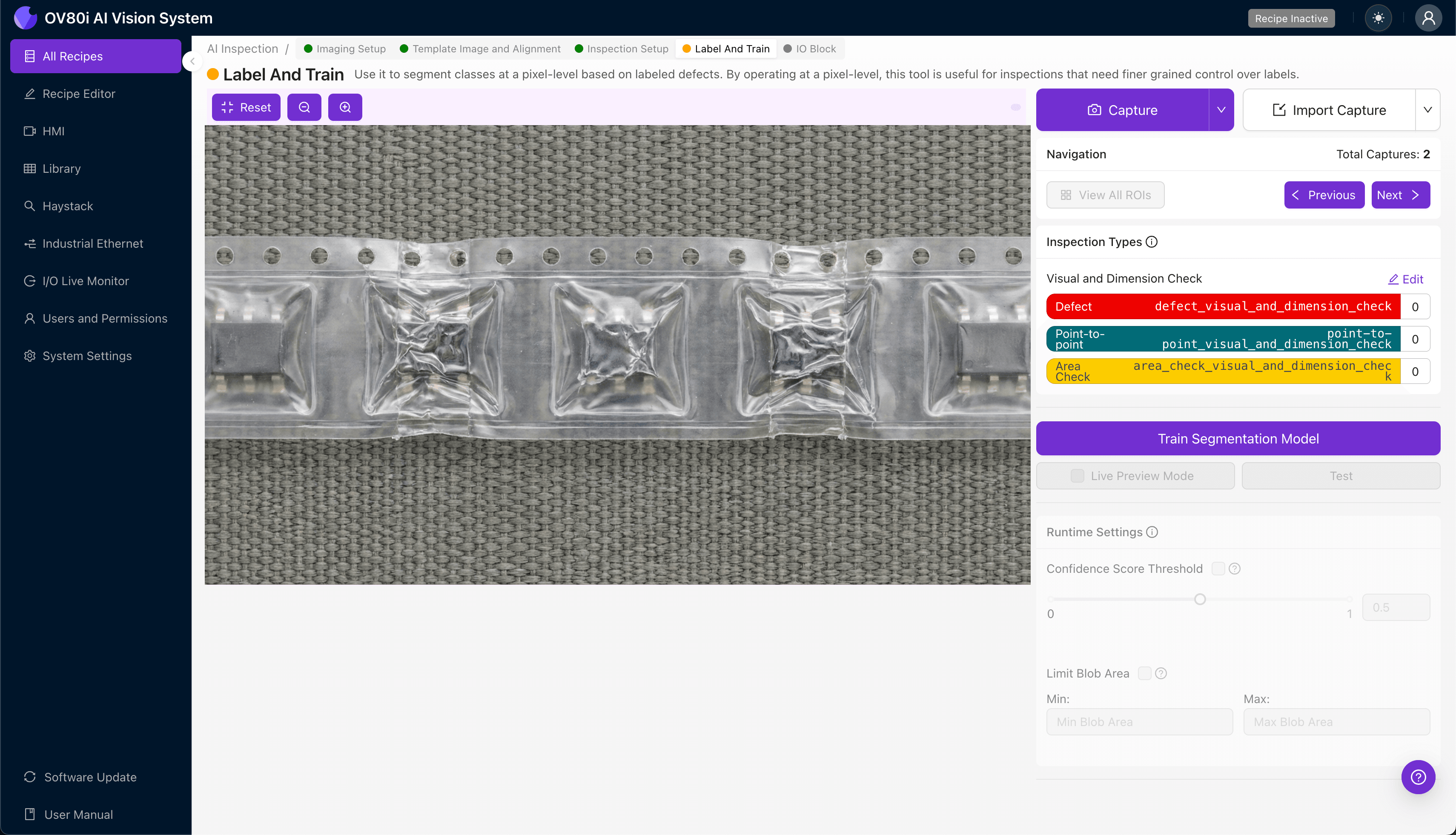 Pass/fail rules configuration for automated tape-and-reel quality control