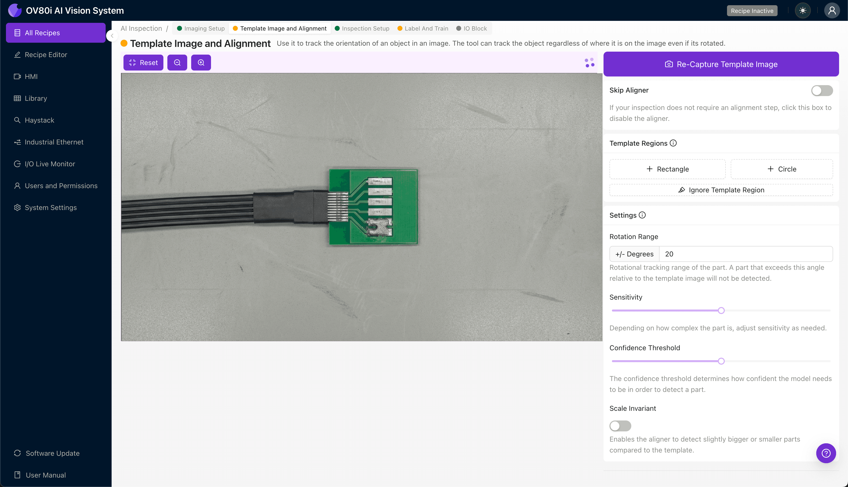 Setting up template alignment for DAC paddle card positioning