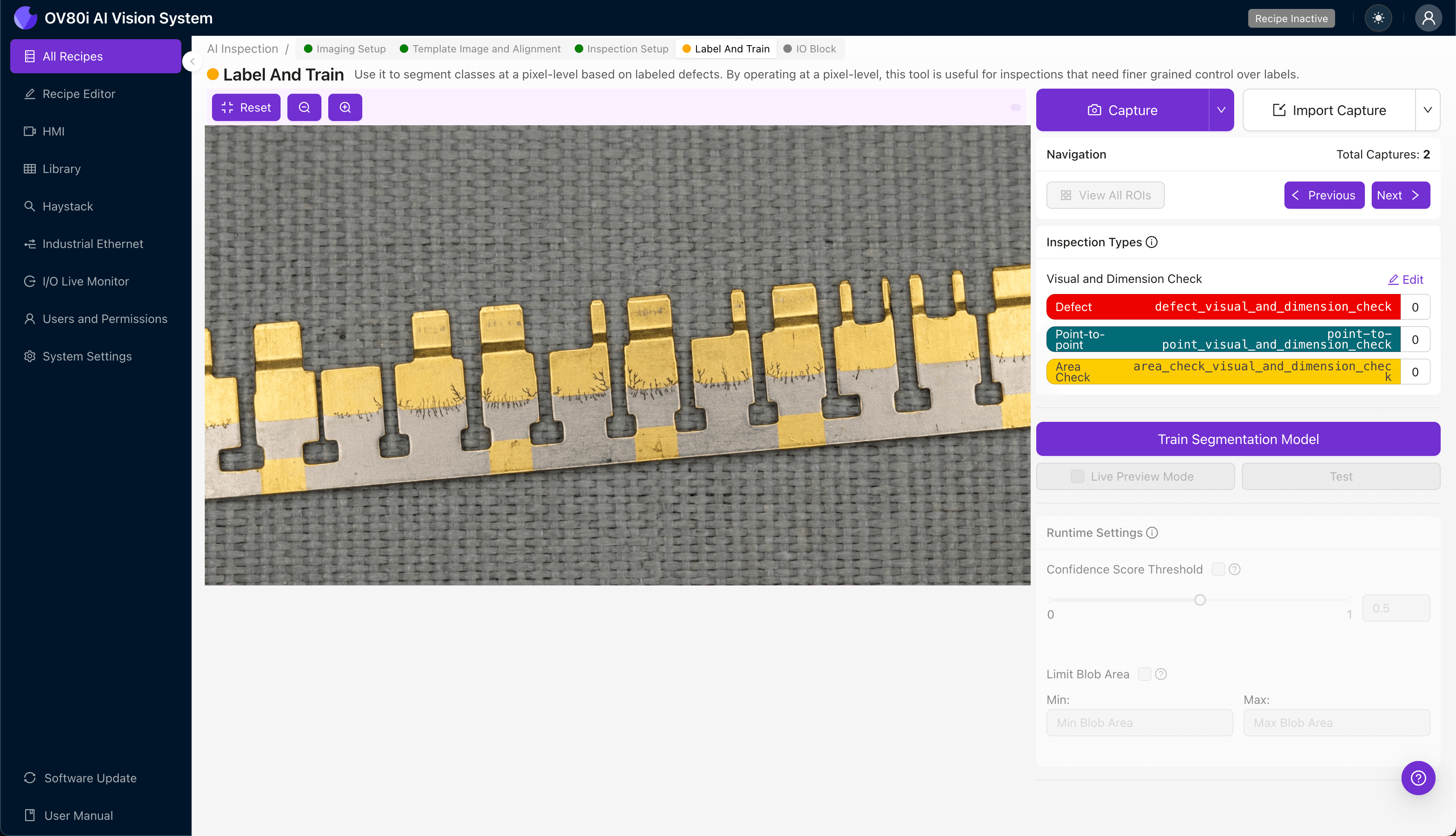 Rules engine configuration for automated pass/fail decisions on nickel migration detection