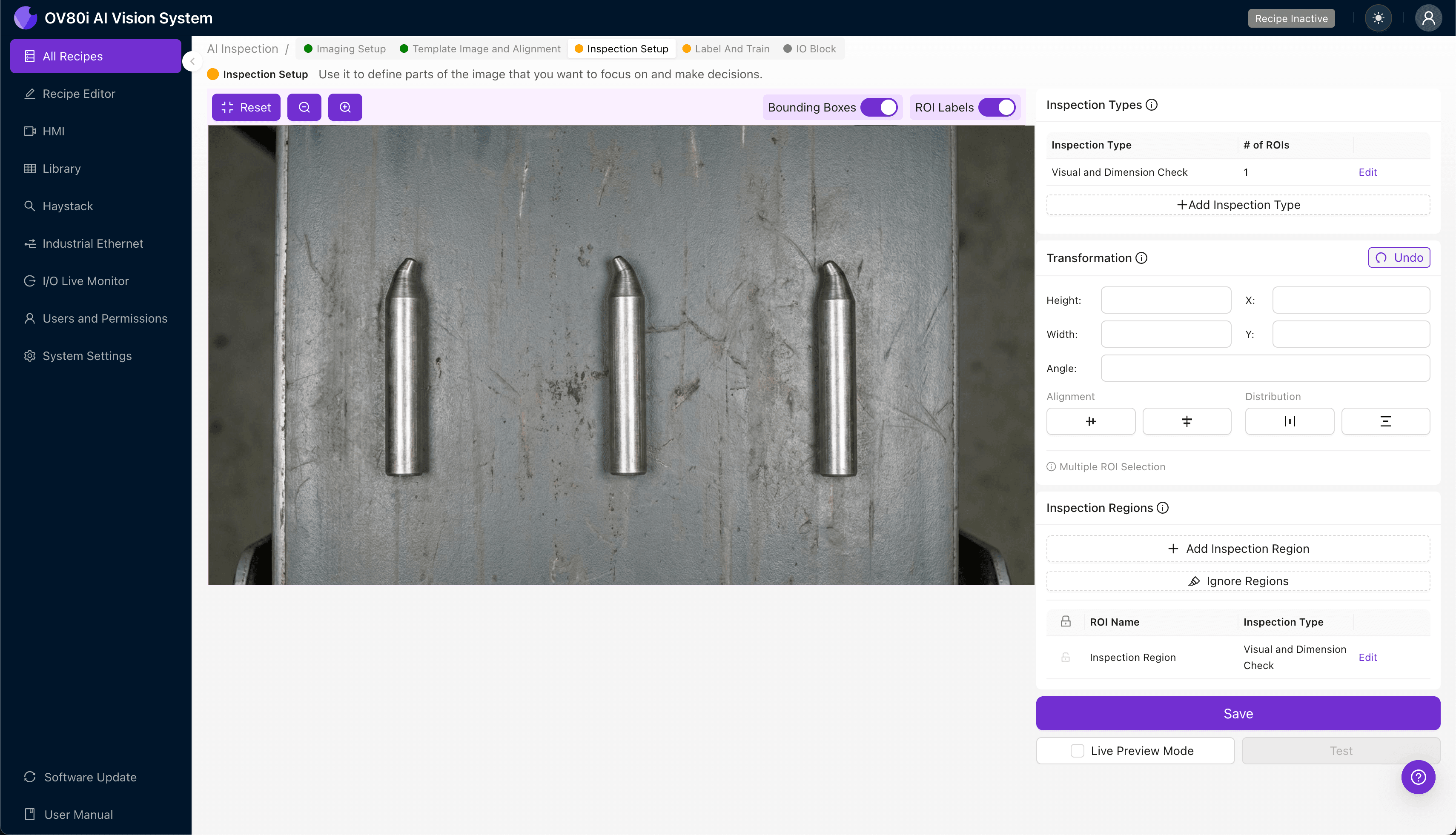Data labeling interface showing good and bad guide pin examples