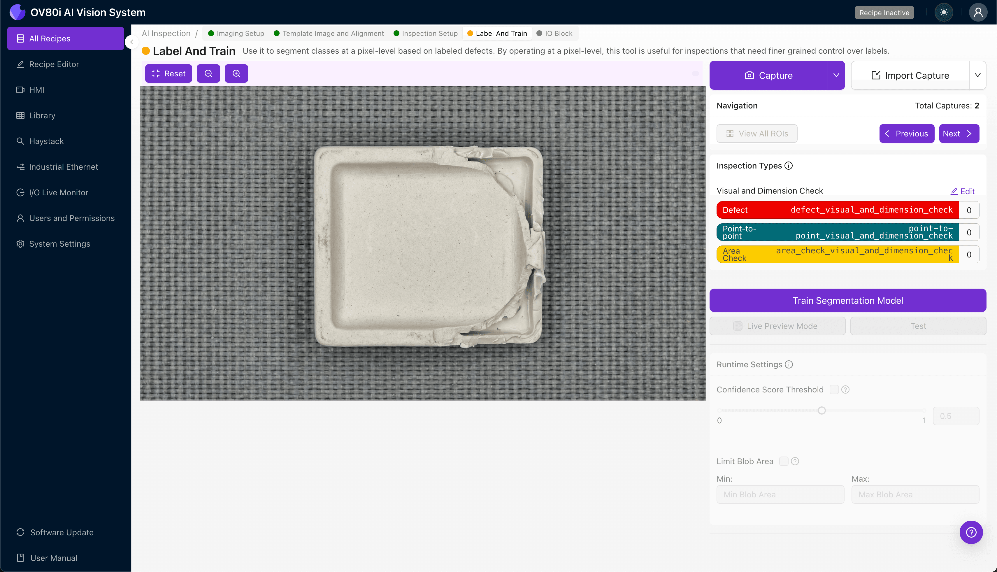 Configuring pass/fail rules for molded insulator short-shot inspection