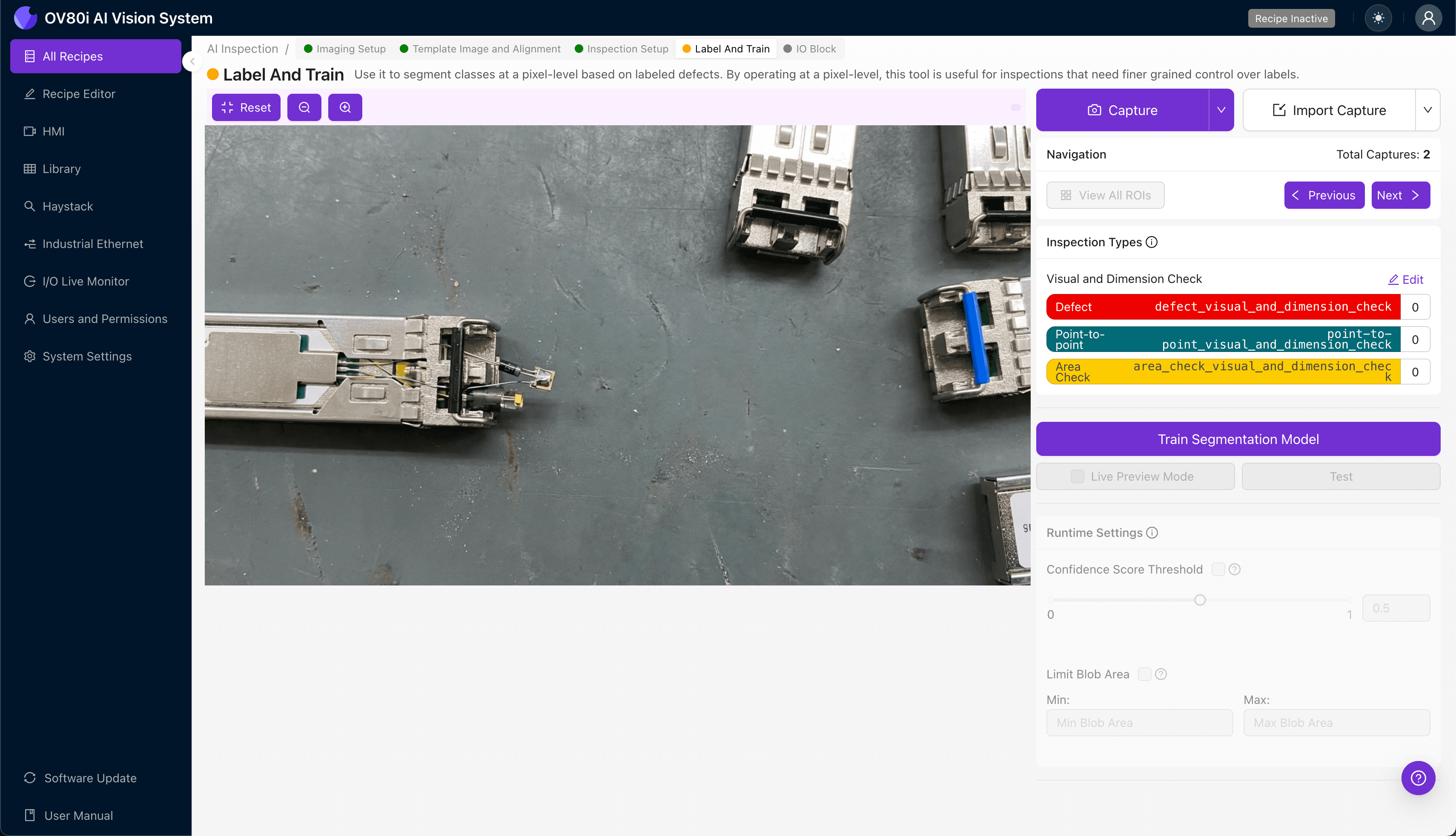 Pass/fail rule configuration for TOSA/ROSA alignment inspection