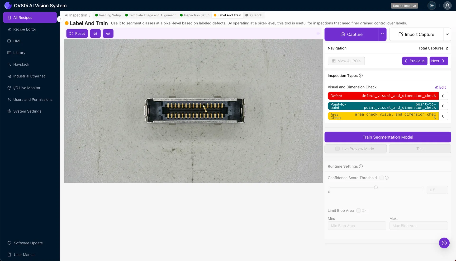 Pass/fail rule configuration for OSFP connector bent contact detection