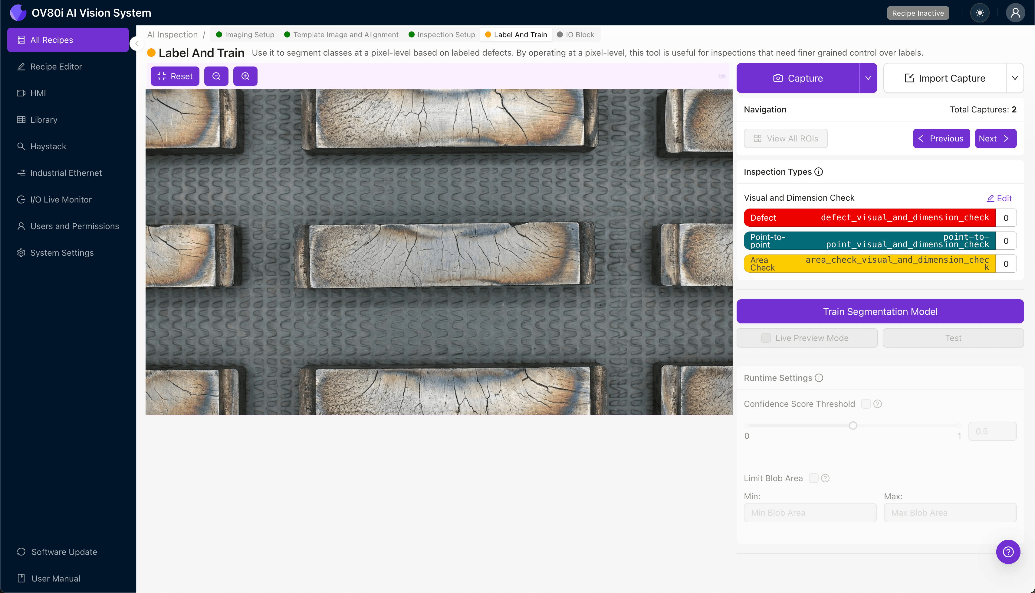 Configuring pass/fail rules for mold insert thermal fatigue inspection