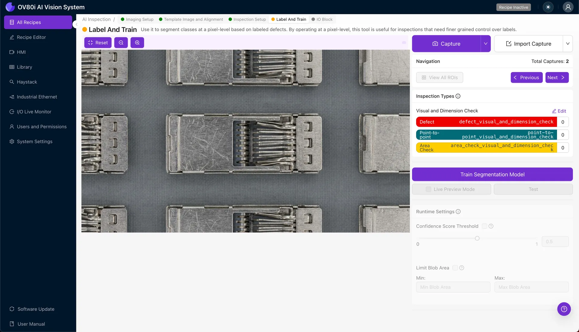 Pass/fail rule configuration for QSFP-DD EMI spring finger inspection
