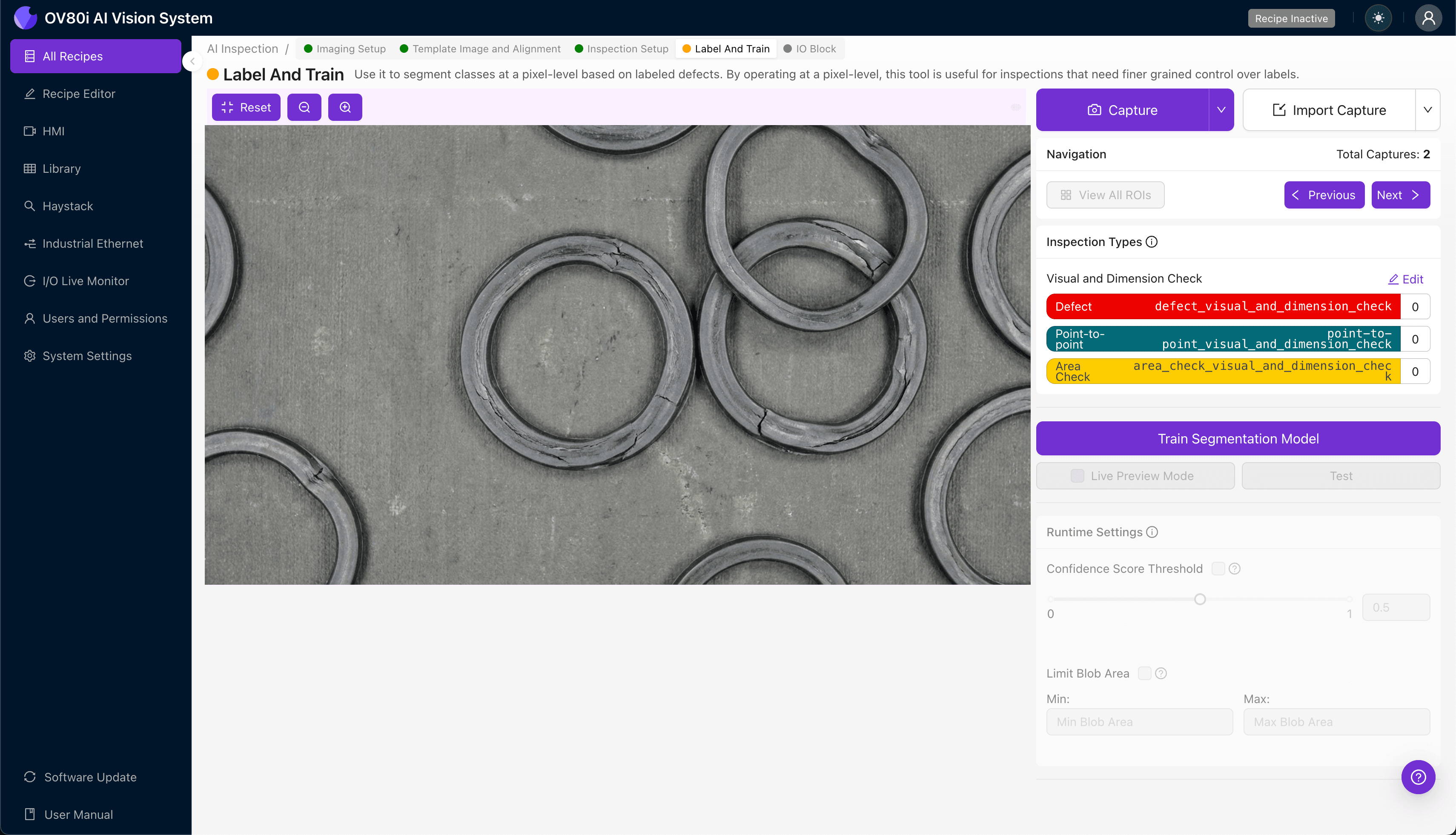 Pass/fail rule configuration for automated gasket inspection