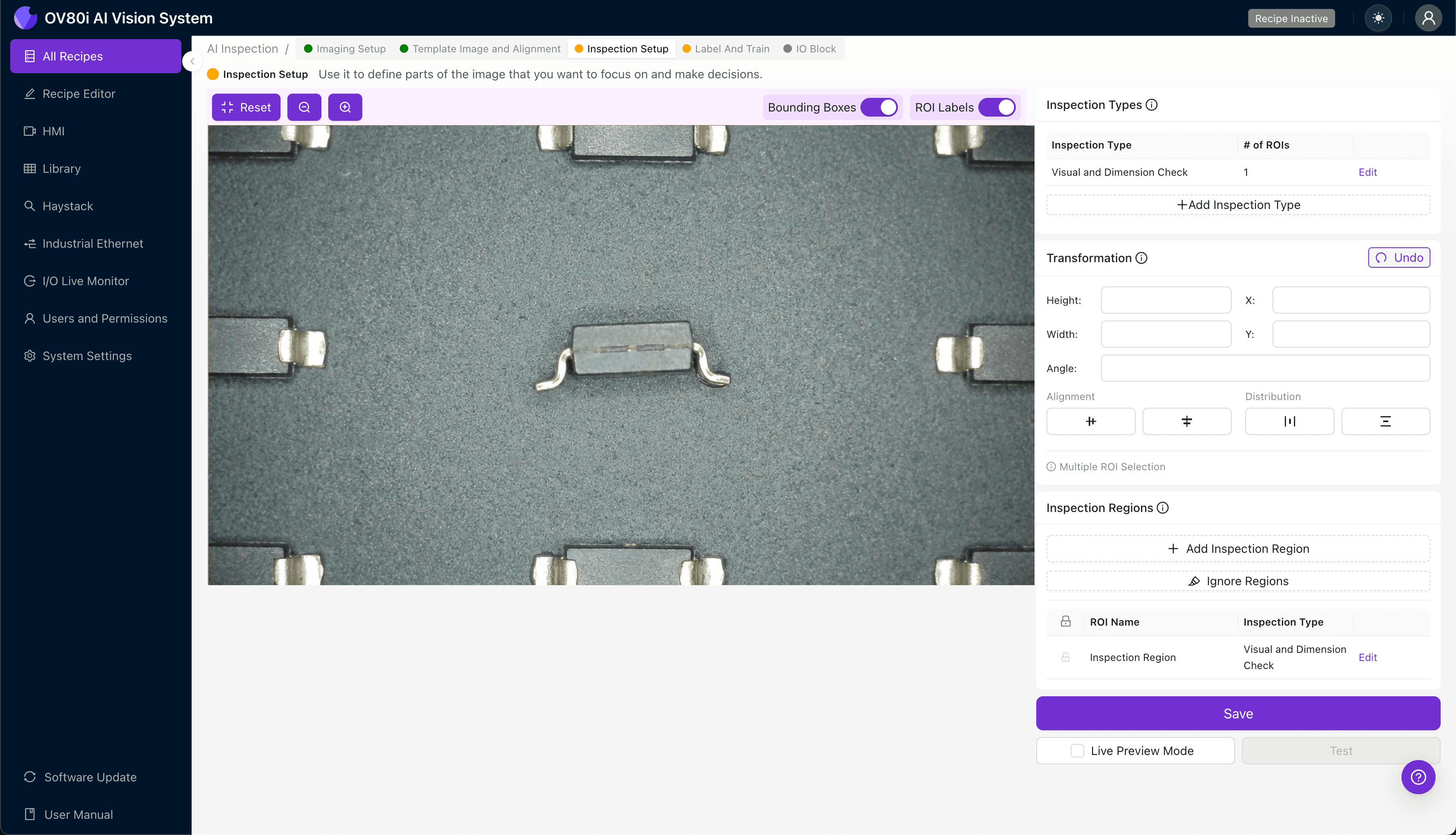 Labeling interface showing good and bad examples of gullwing lead coplanarity