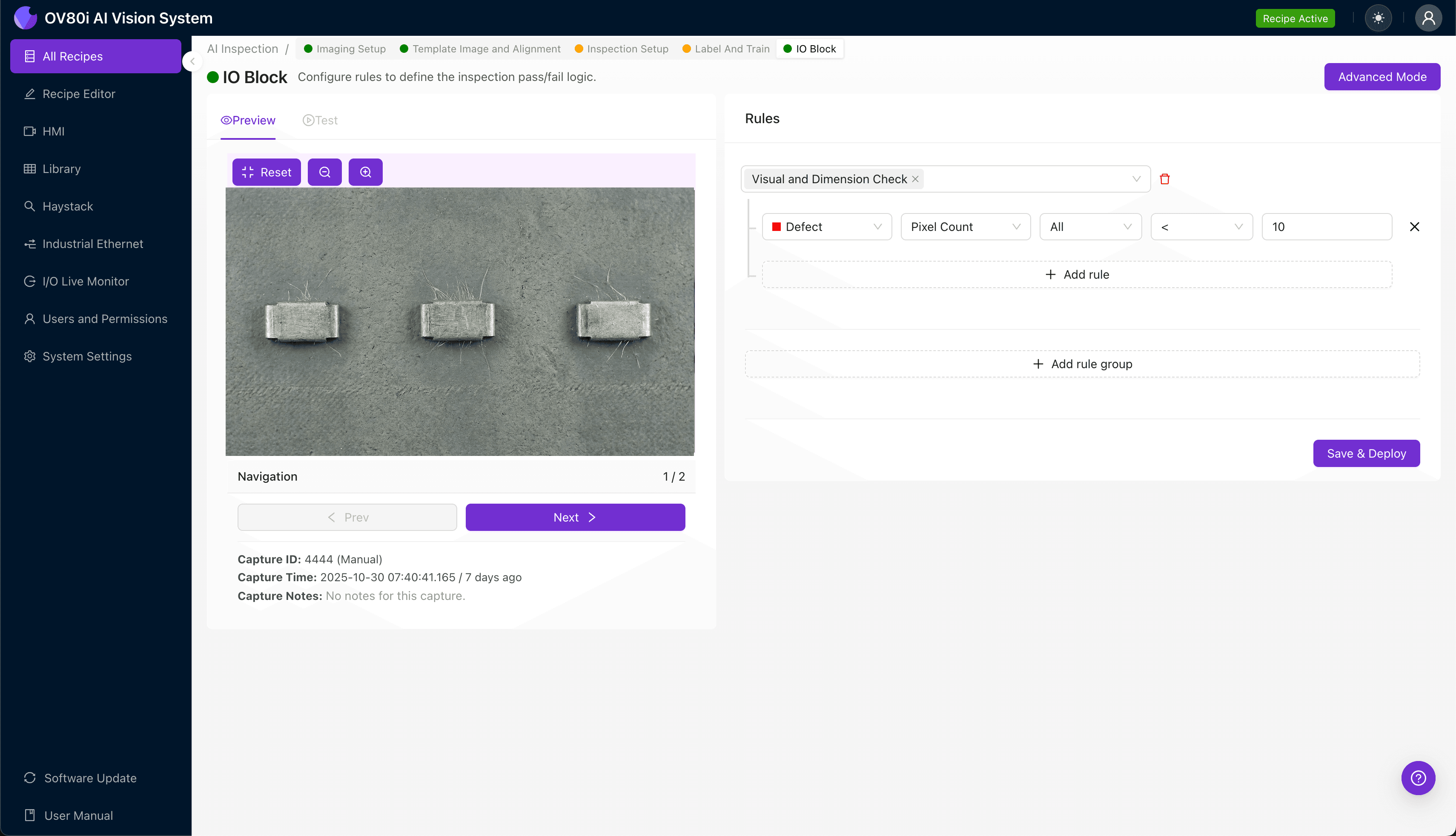 AI-powered inspection system detecting tin whisker growth on plated terminals
