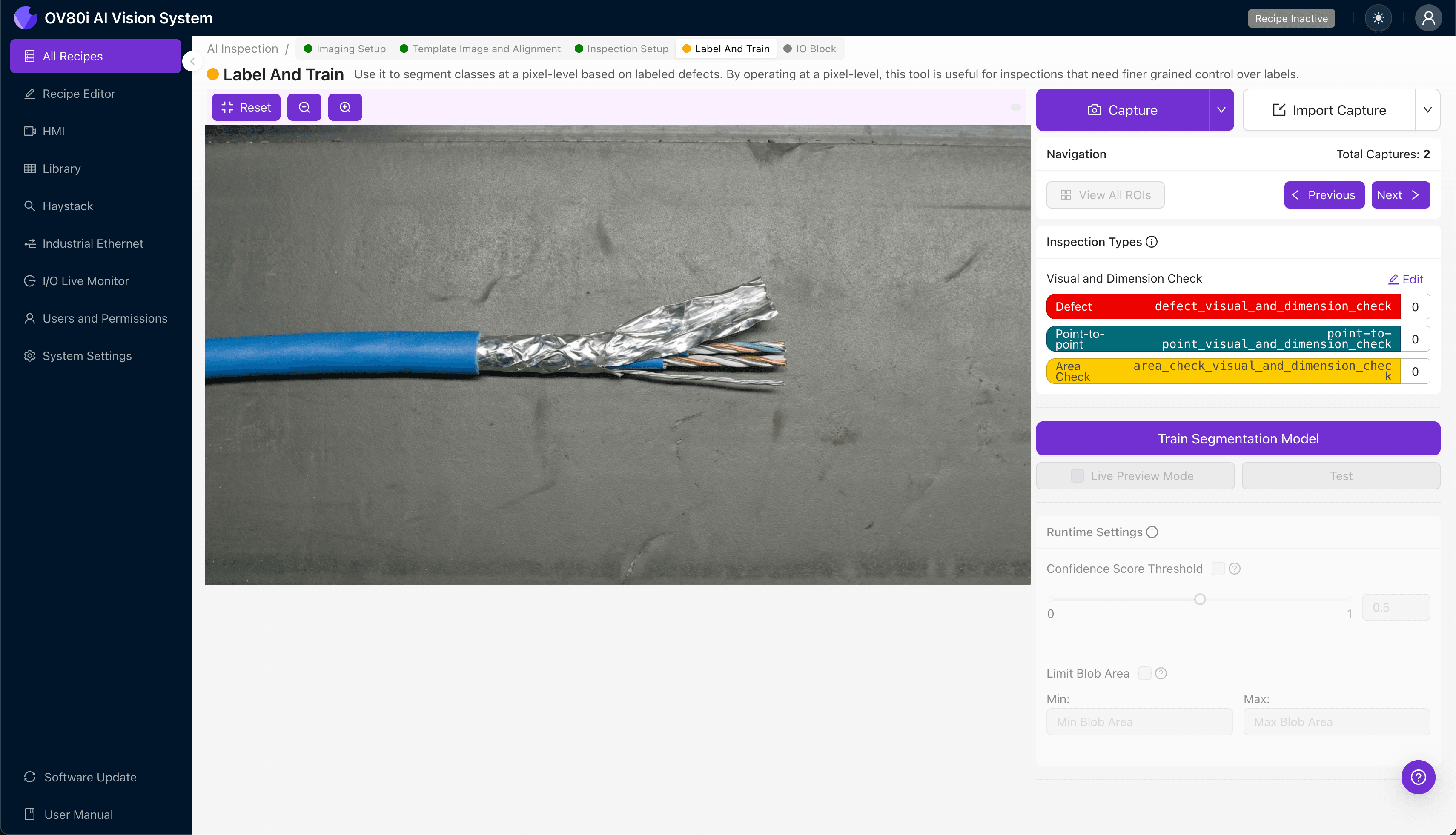 Pass/fail rule configuration for automated Twinax cable inspection