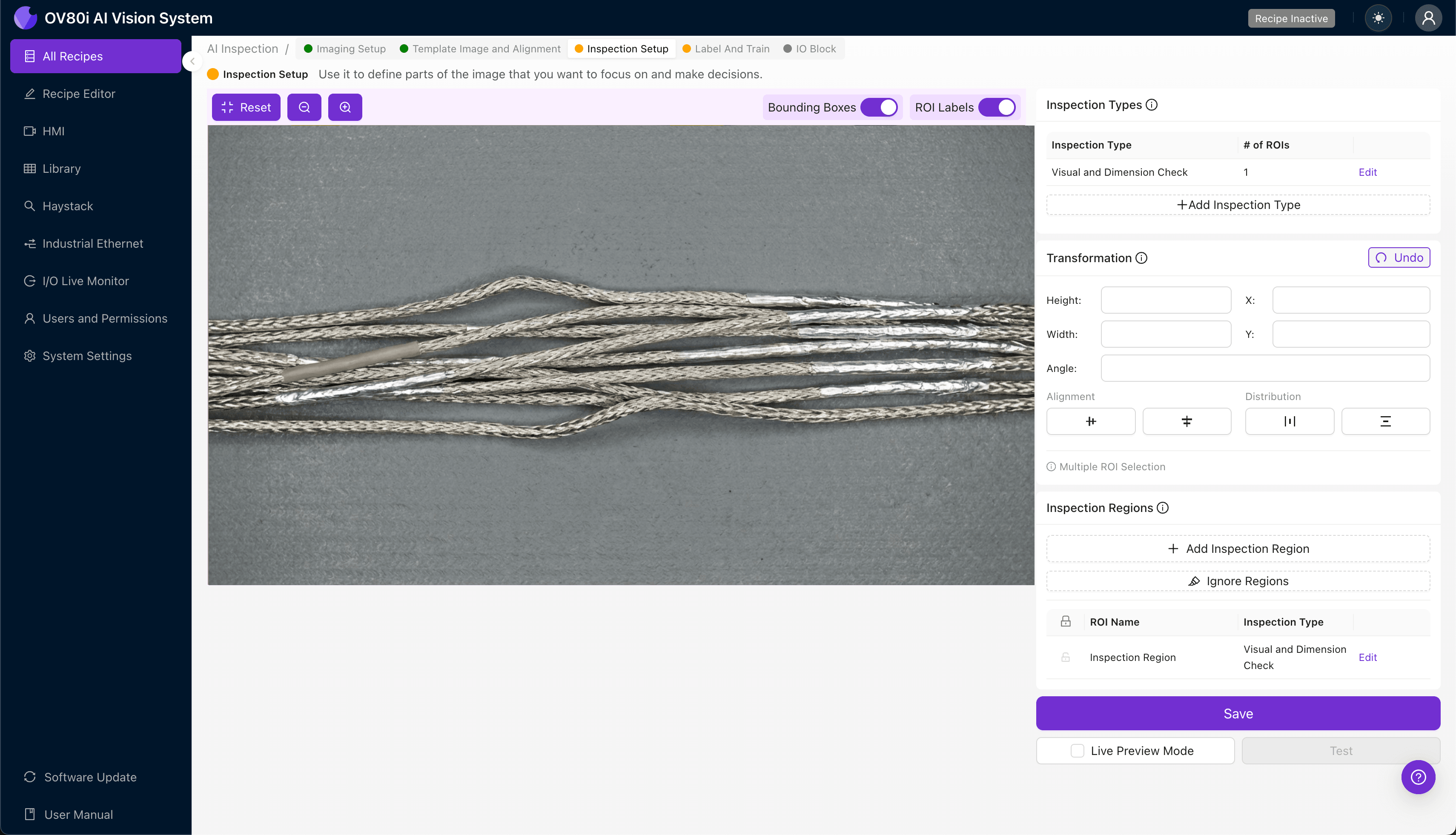 Data labeling interface showing good and bad drain wire tension examples