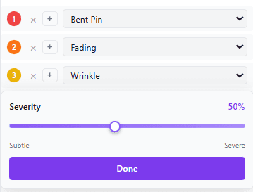 Defect severity slider control interface